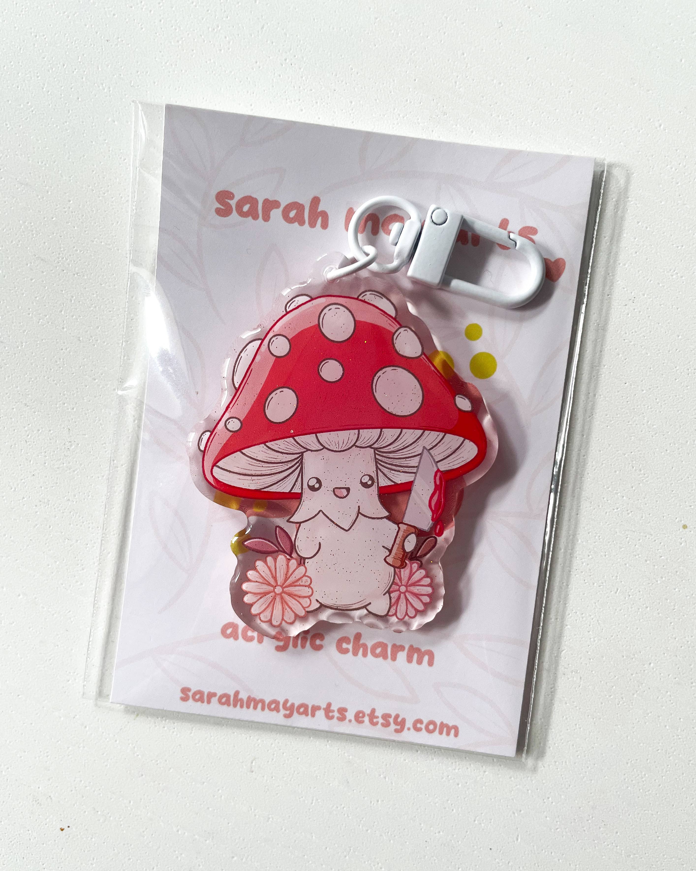 Mushroom Acrylic Charm | Cute Funny Floral Keychain