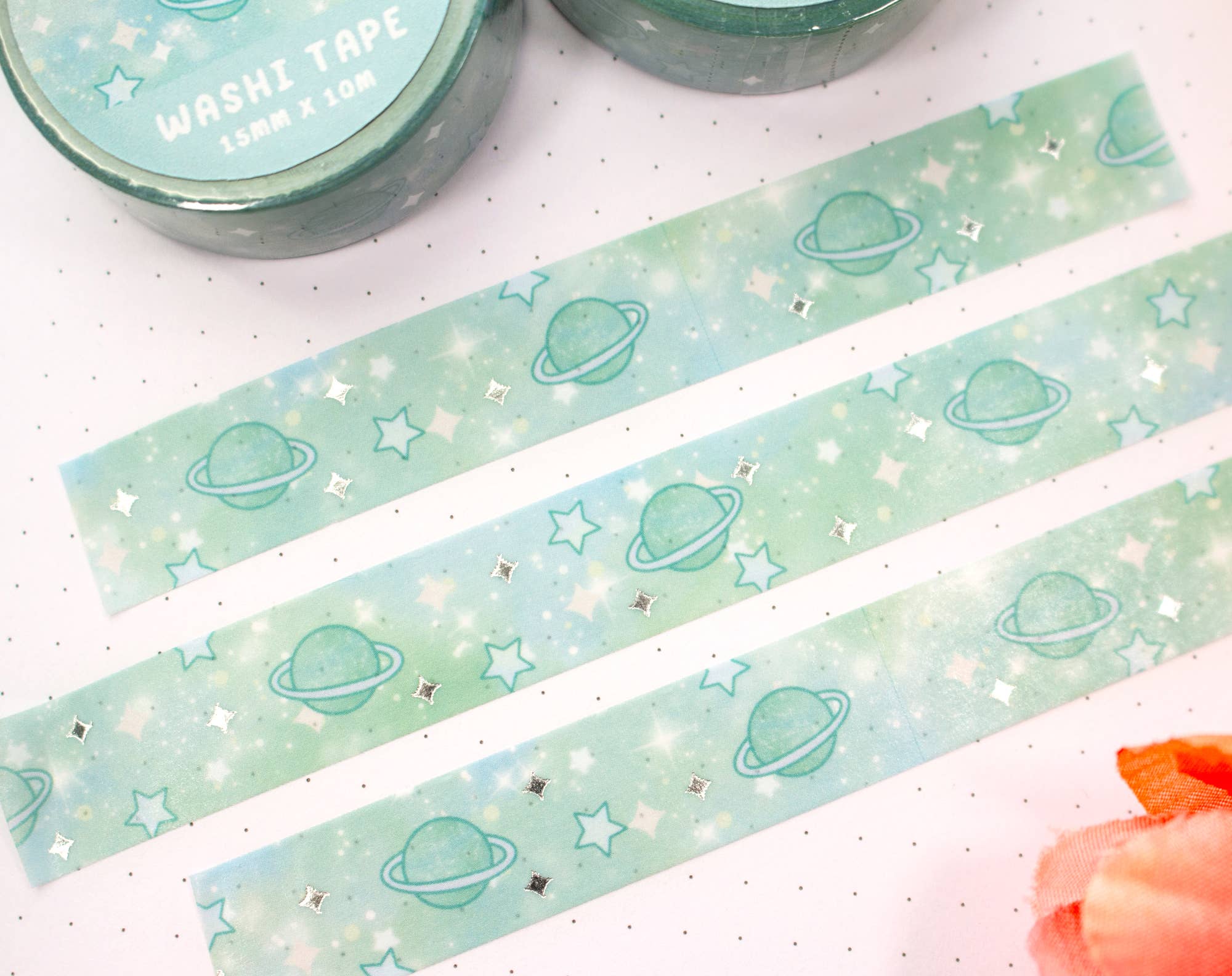Green Galaxy Silver Foil Washi Tape