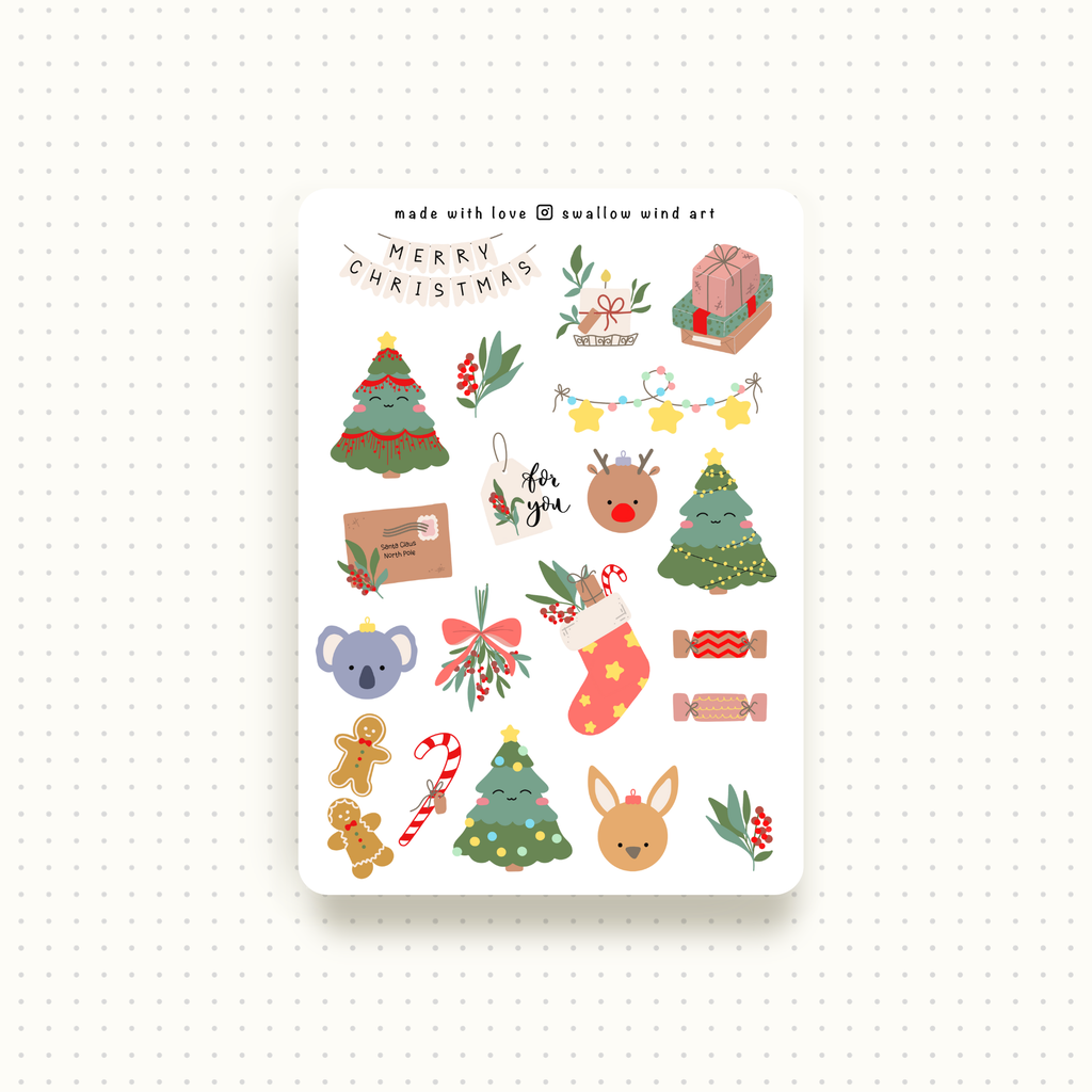 Sticker Sheet - Cute Australian Christmas