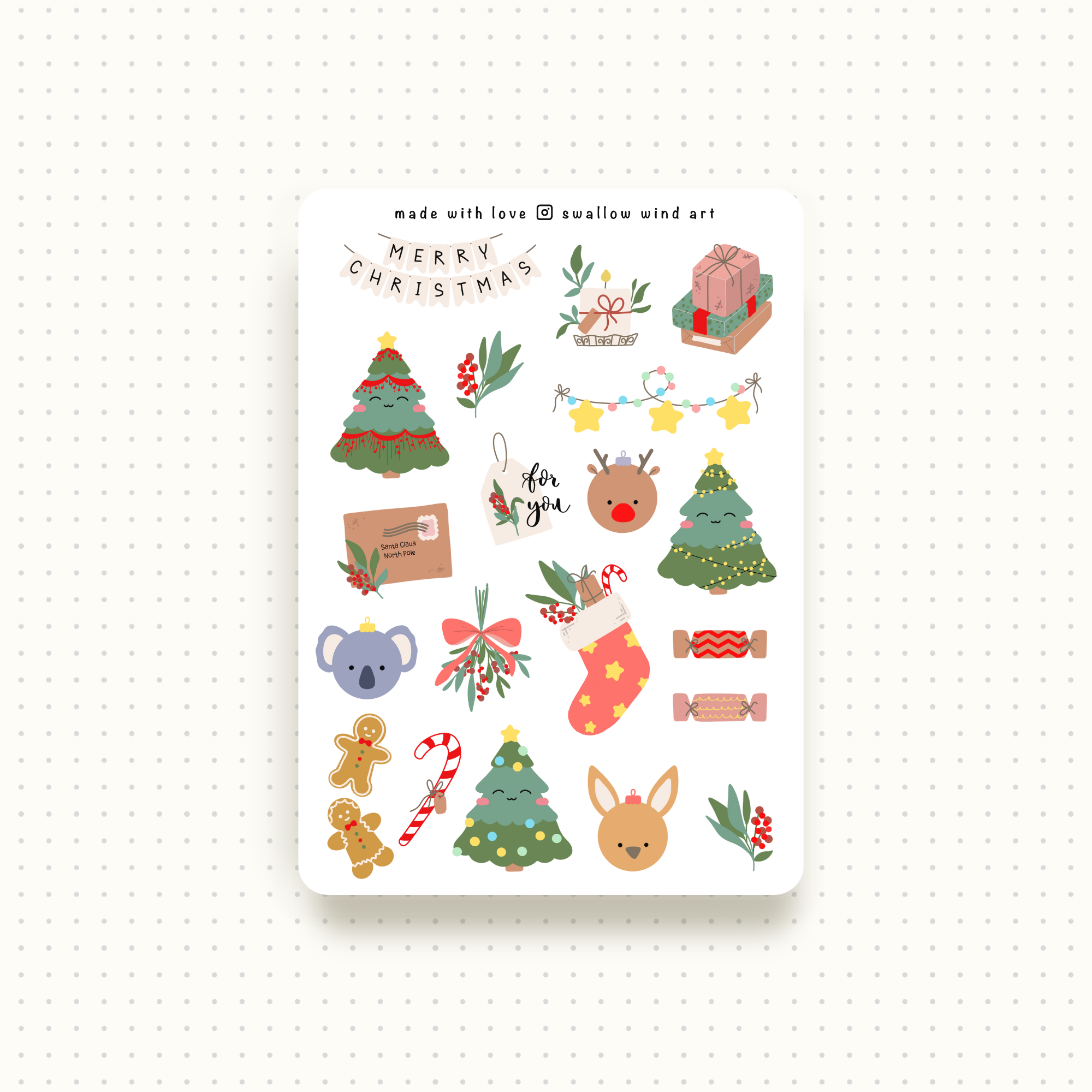 Sticker Sheet - Cute Australian Christmas