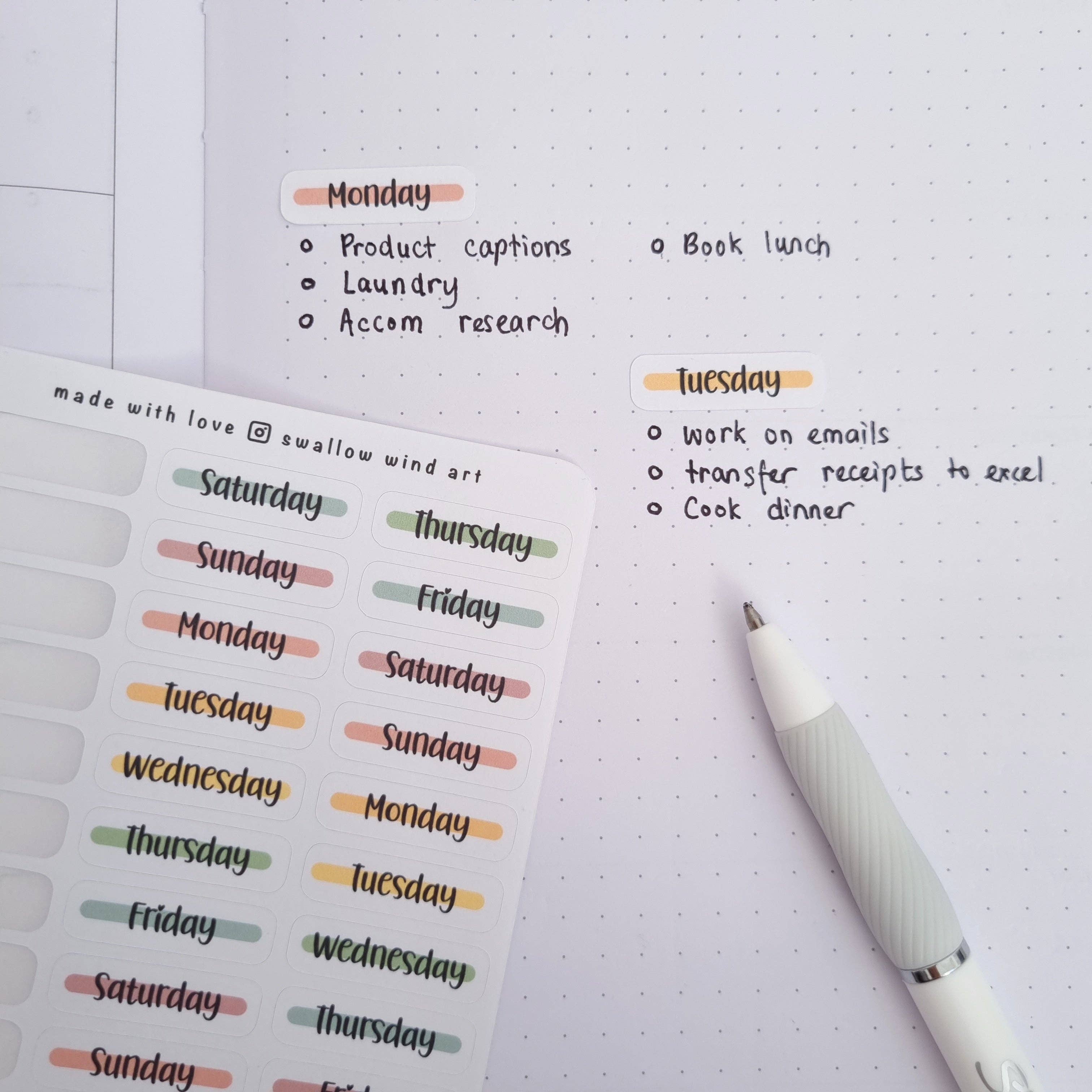 Sticker Sheet - Functional Day of the Week, Bloom