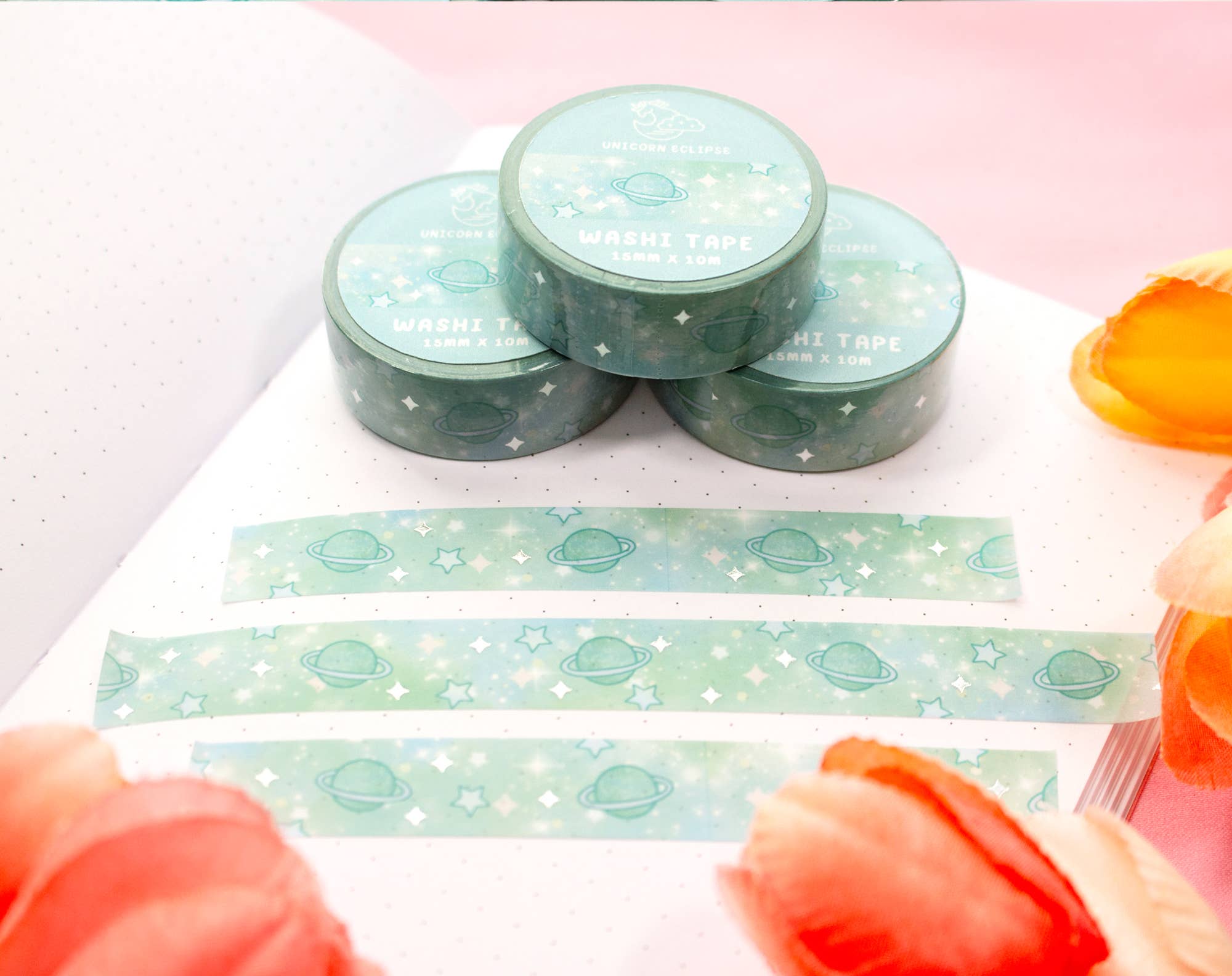 Green Galaxy Silver Foil Washi Tape