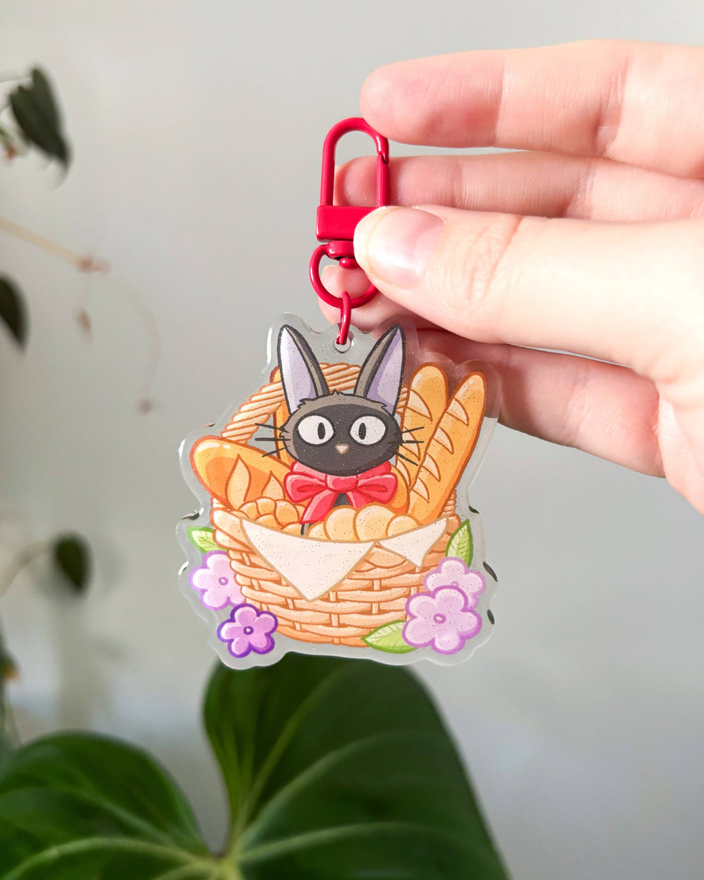 Bakery Black Cat Acrylic Charm | Cute Anime Floral Keychain