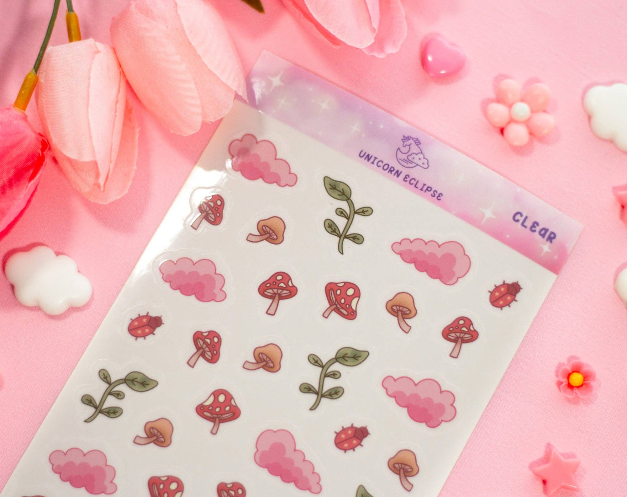 Mushroom Cottagecore Clear Deco Sticker Sheet