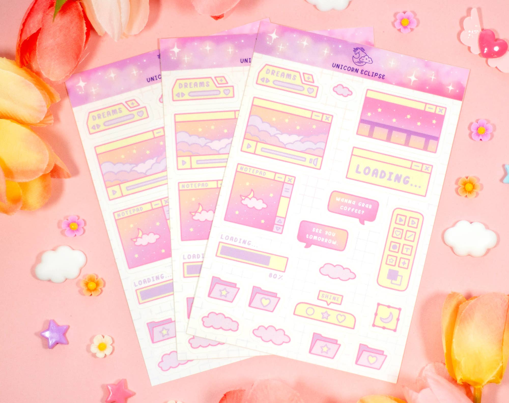 Pink Computer Aesthetic Sticker Sheet