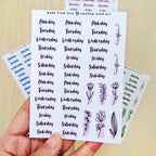 Sticker Sheet - Functional Day of the Week Script Stickers