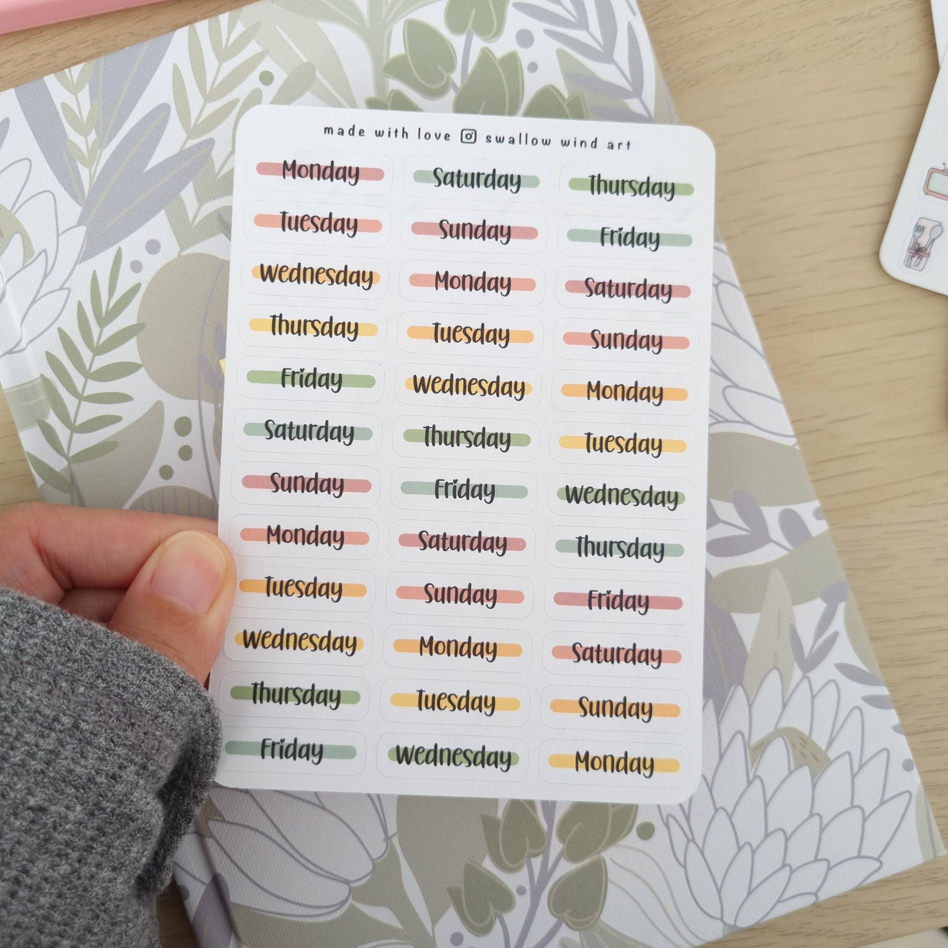 Sticker Sheet - Functional Day of the Week, Bloom