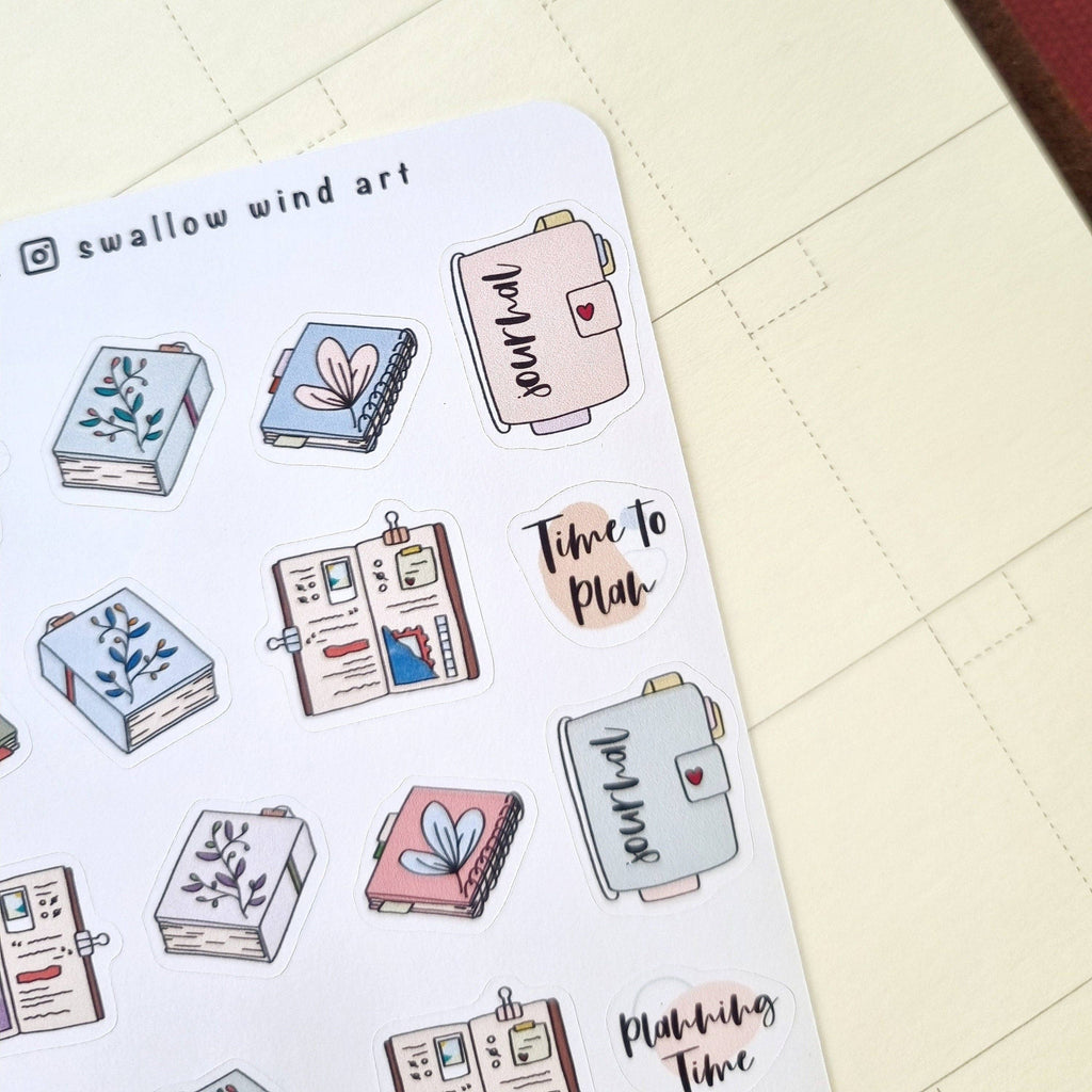 Sticker Sheet - Books & Flowers Aesthetic Planner Stickers