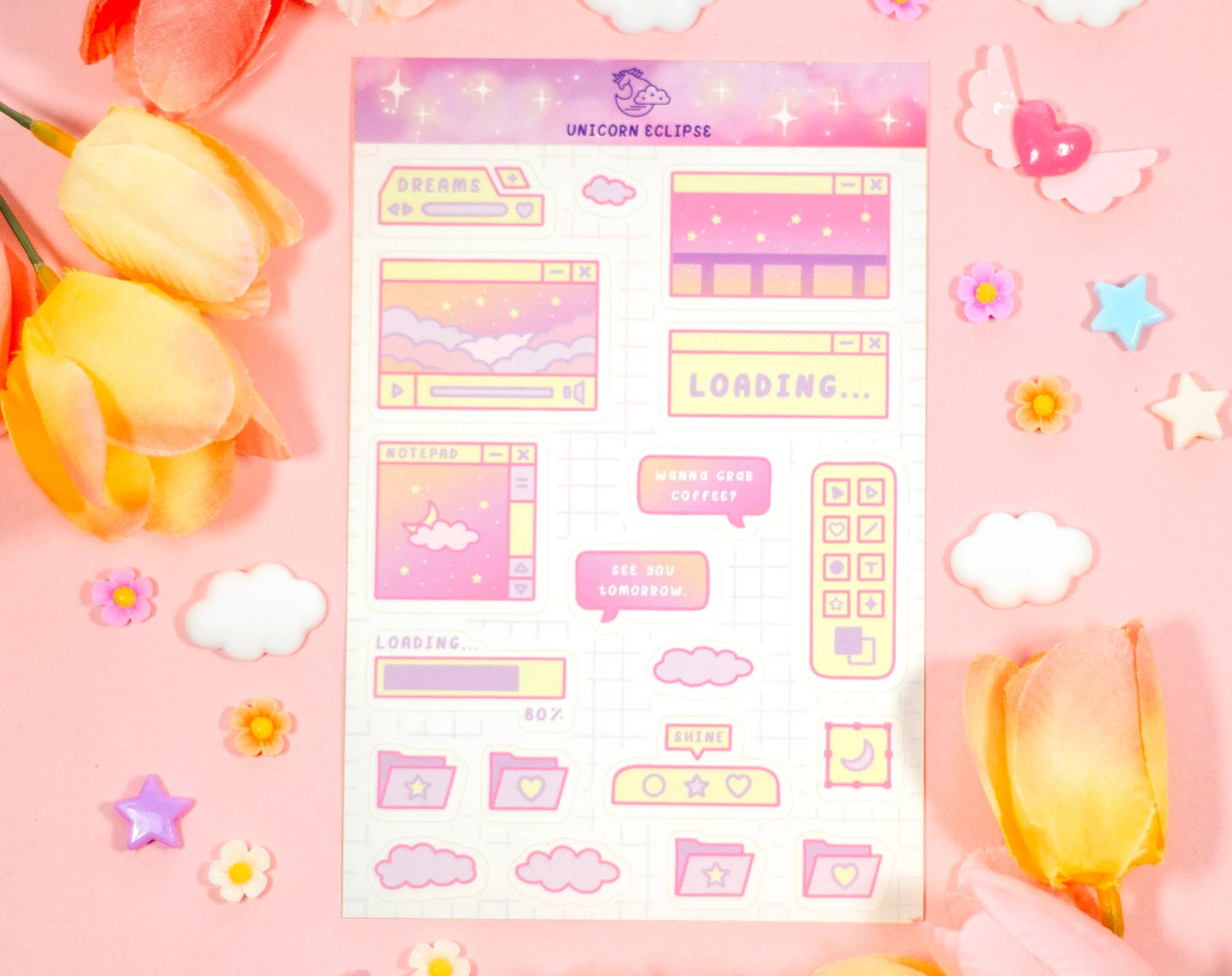 Pink Computer Aesthetic Sticker Sheet