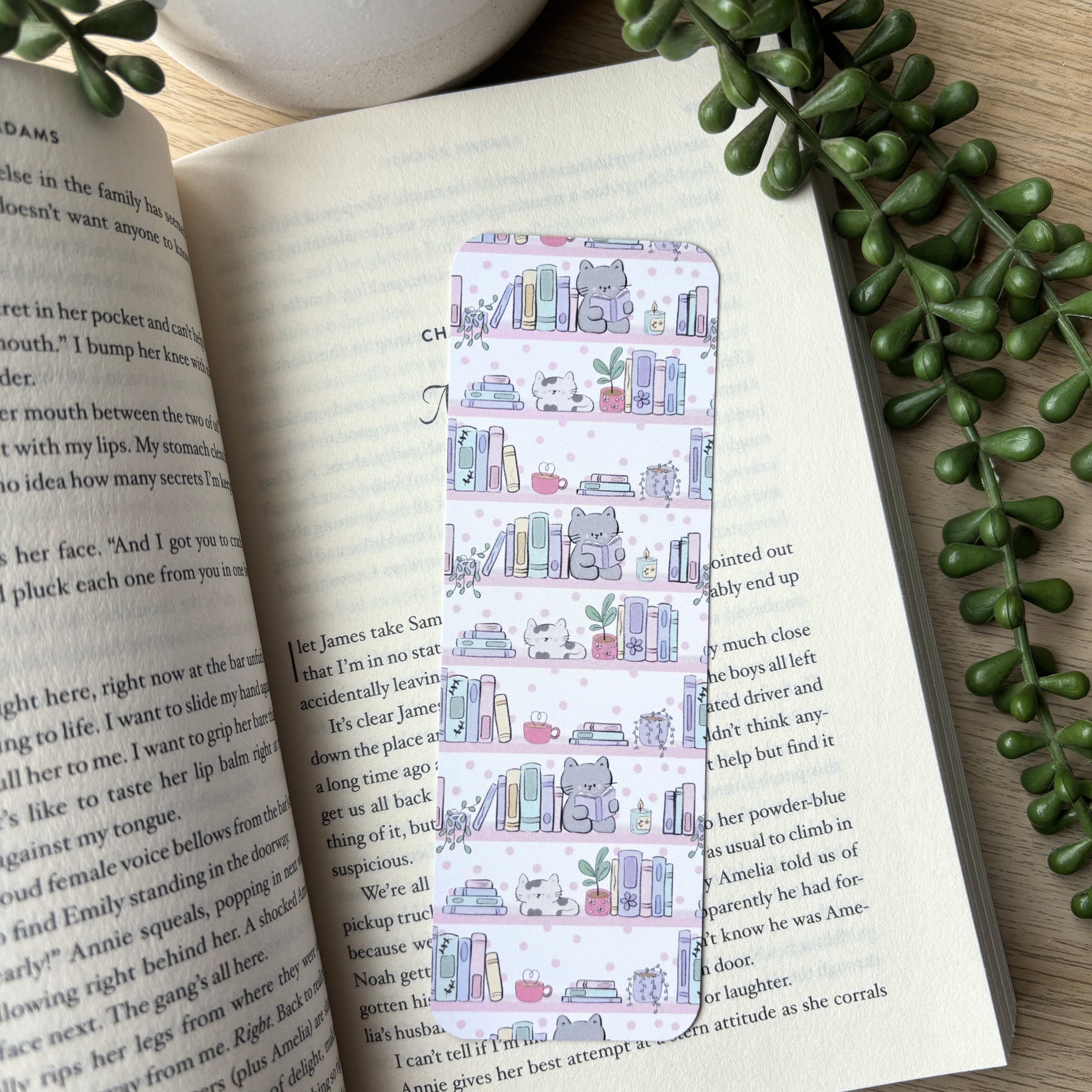 Cat Bookshelf Traditional Bookmark