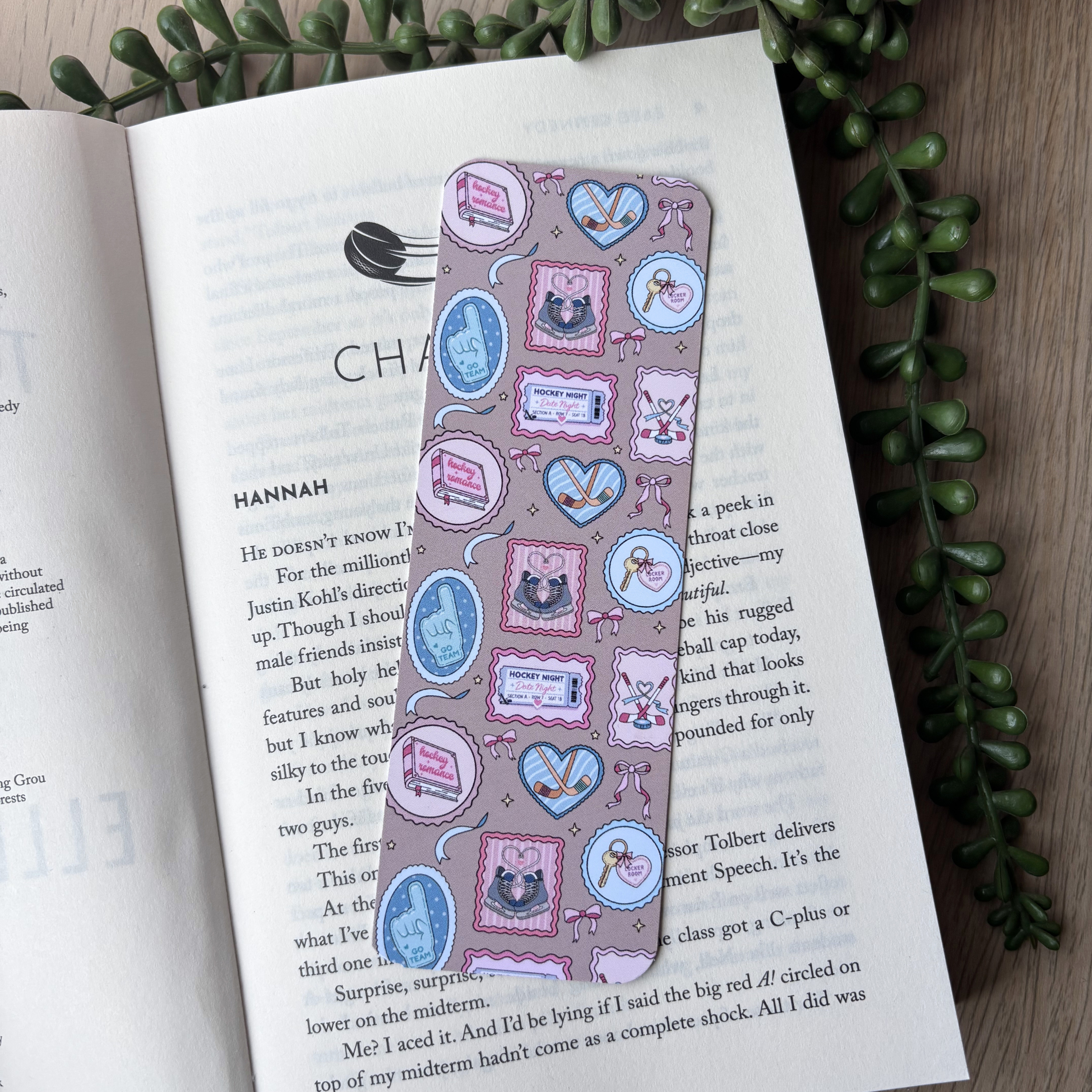 Hockey Romance Stamps Traditional Bookmark