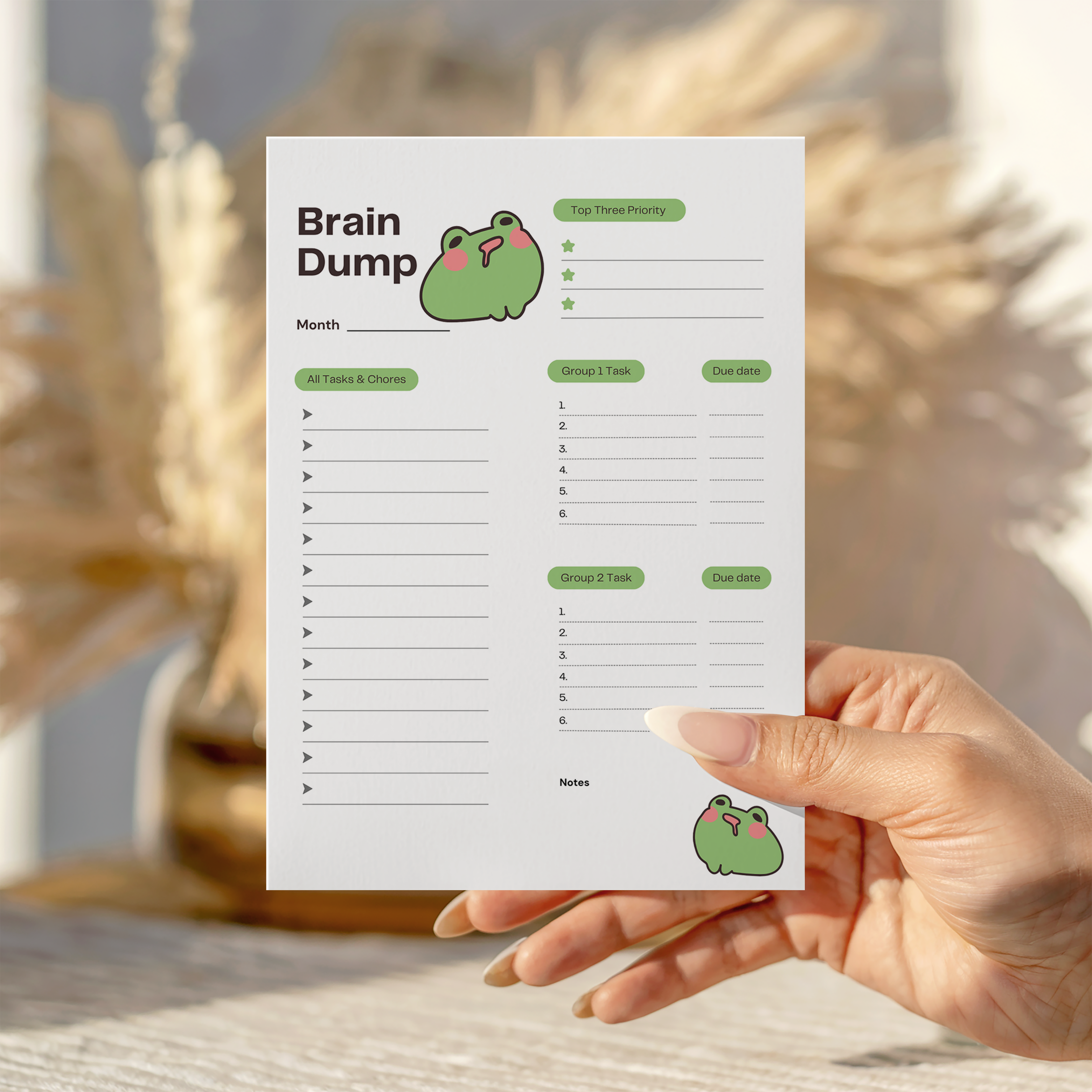 Brain Dump Frog Notepad