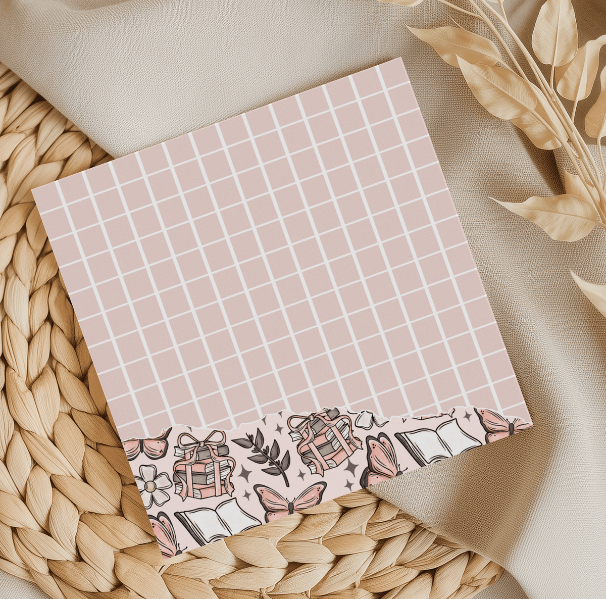 Butterfly and Books Grid Memo Pad