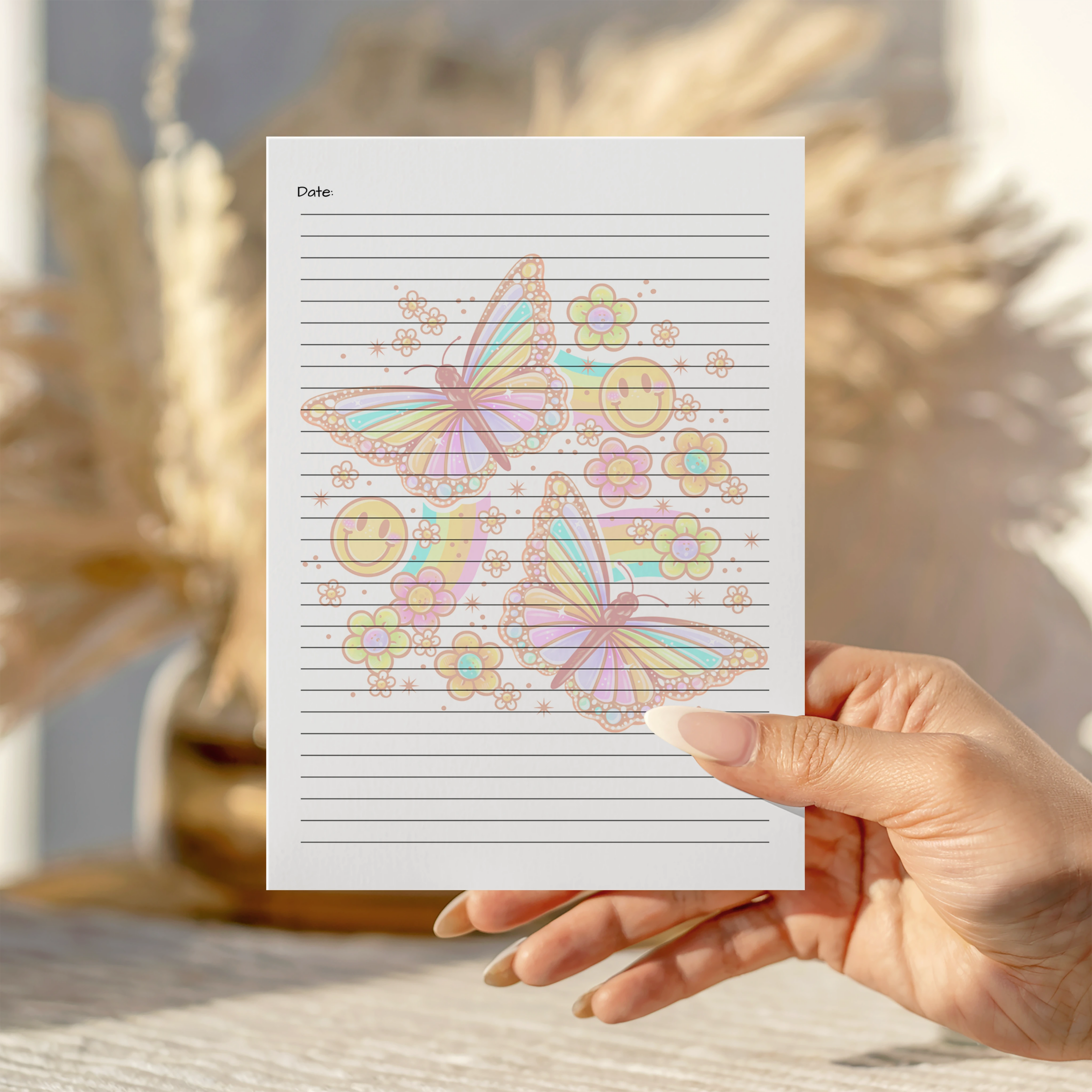 Smiley Butterfly Lined Notepad A5