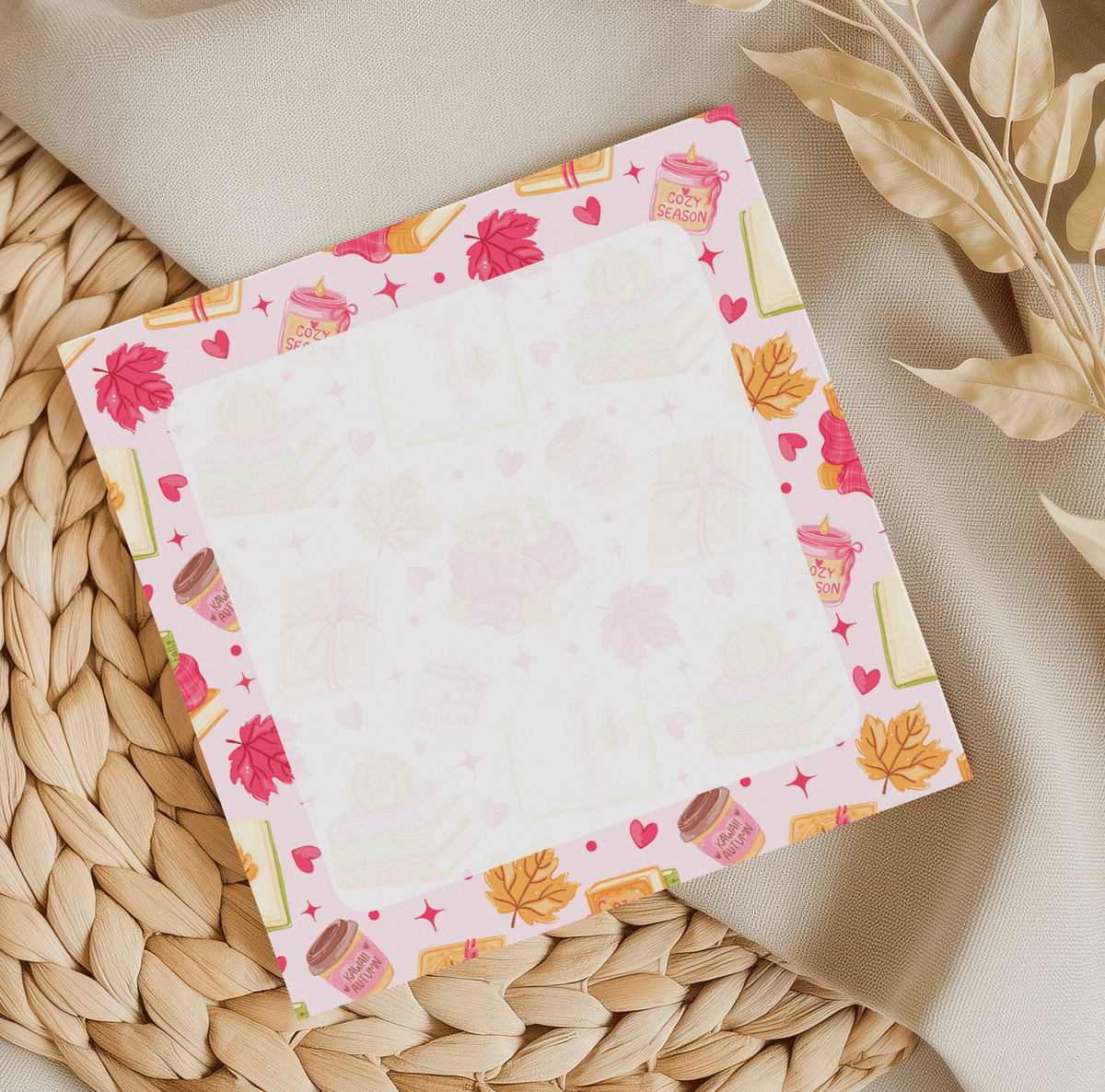 Cozy Season Pink Square Memo Pad