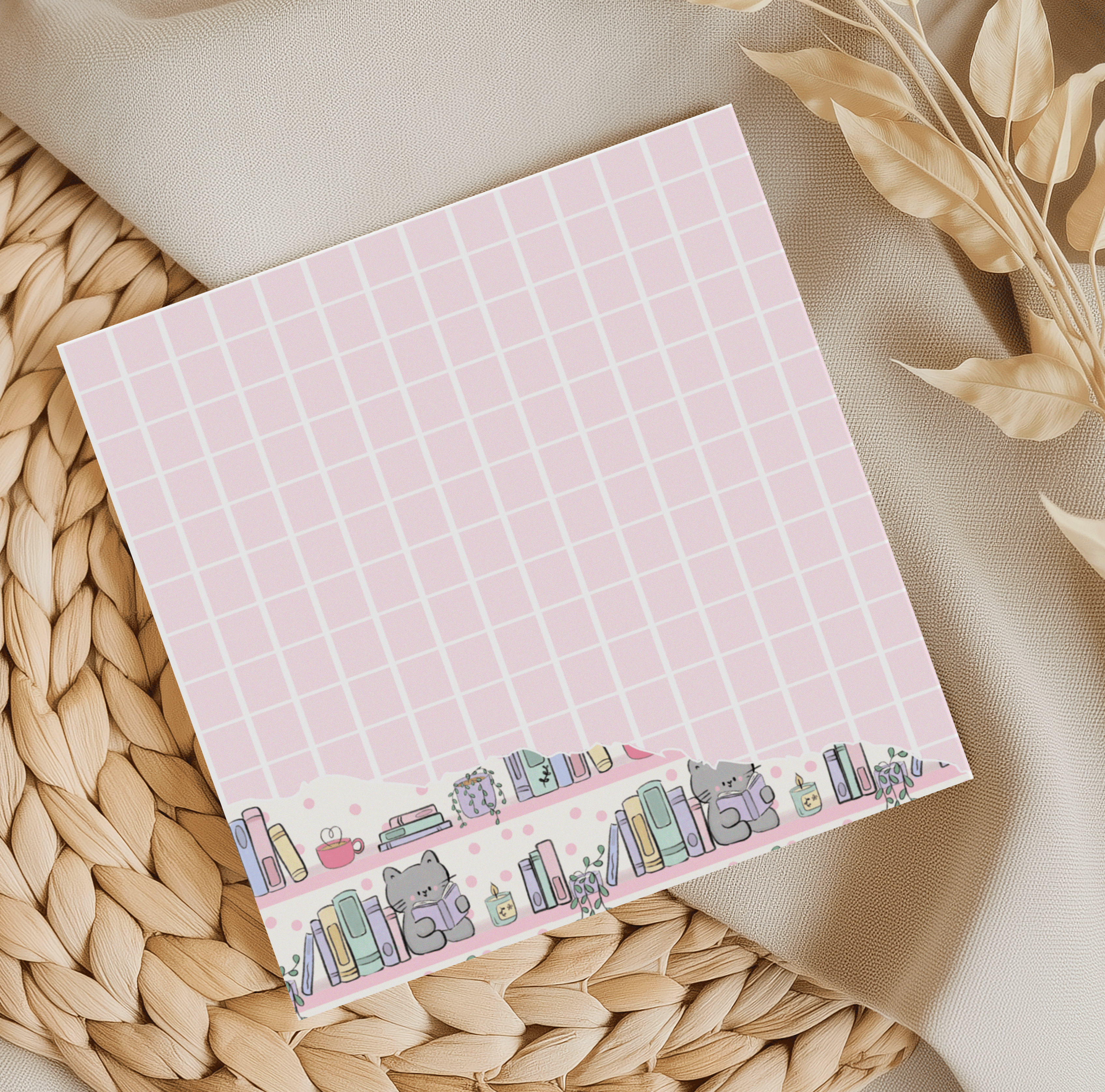 Cats Bookshelf Memo Pad