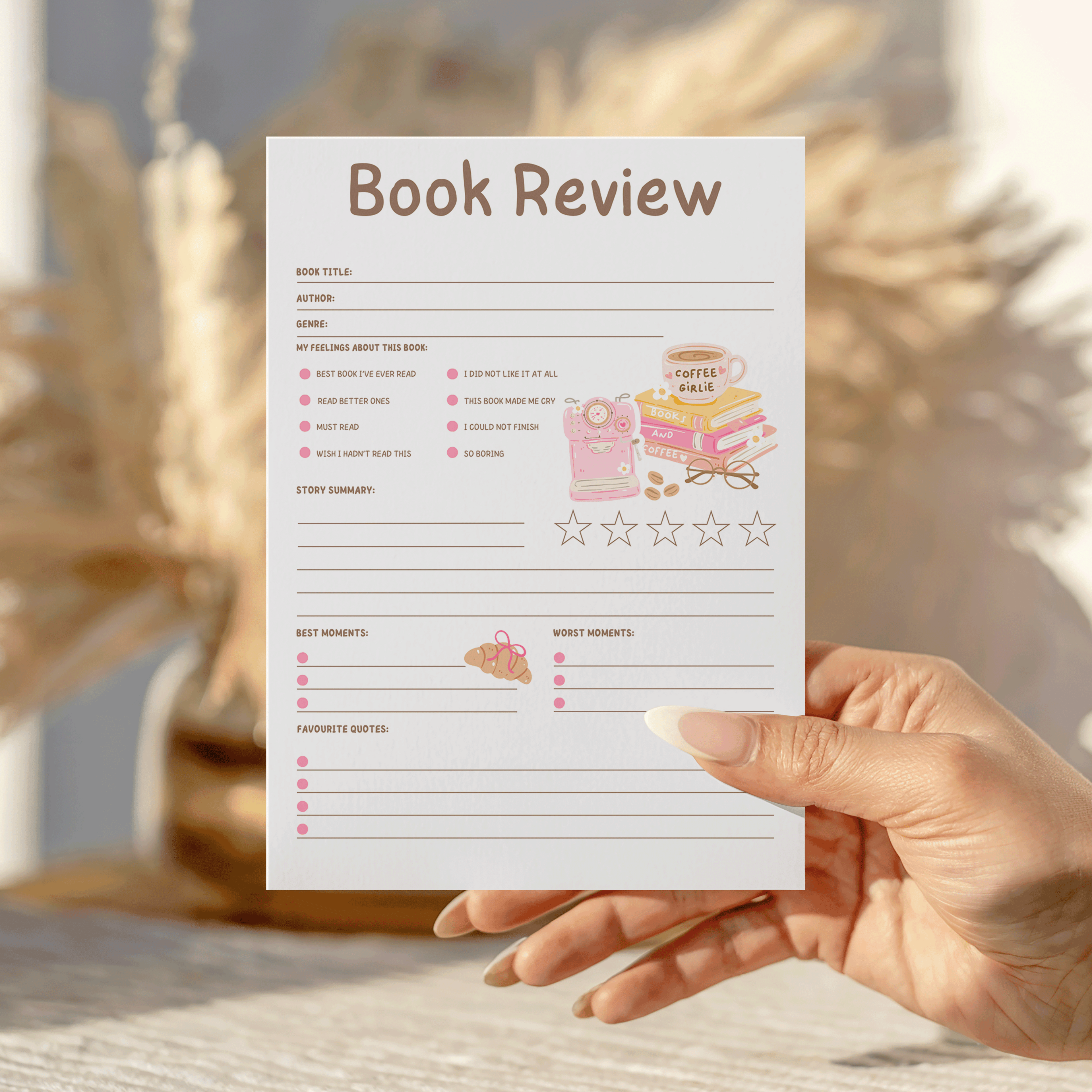 Coffee Girlie Book Review Notepad