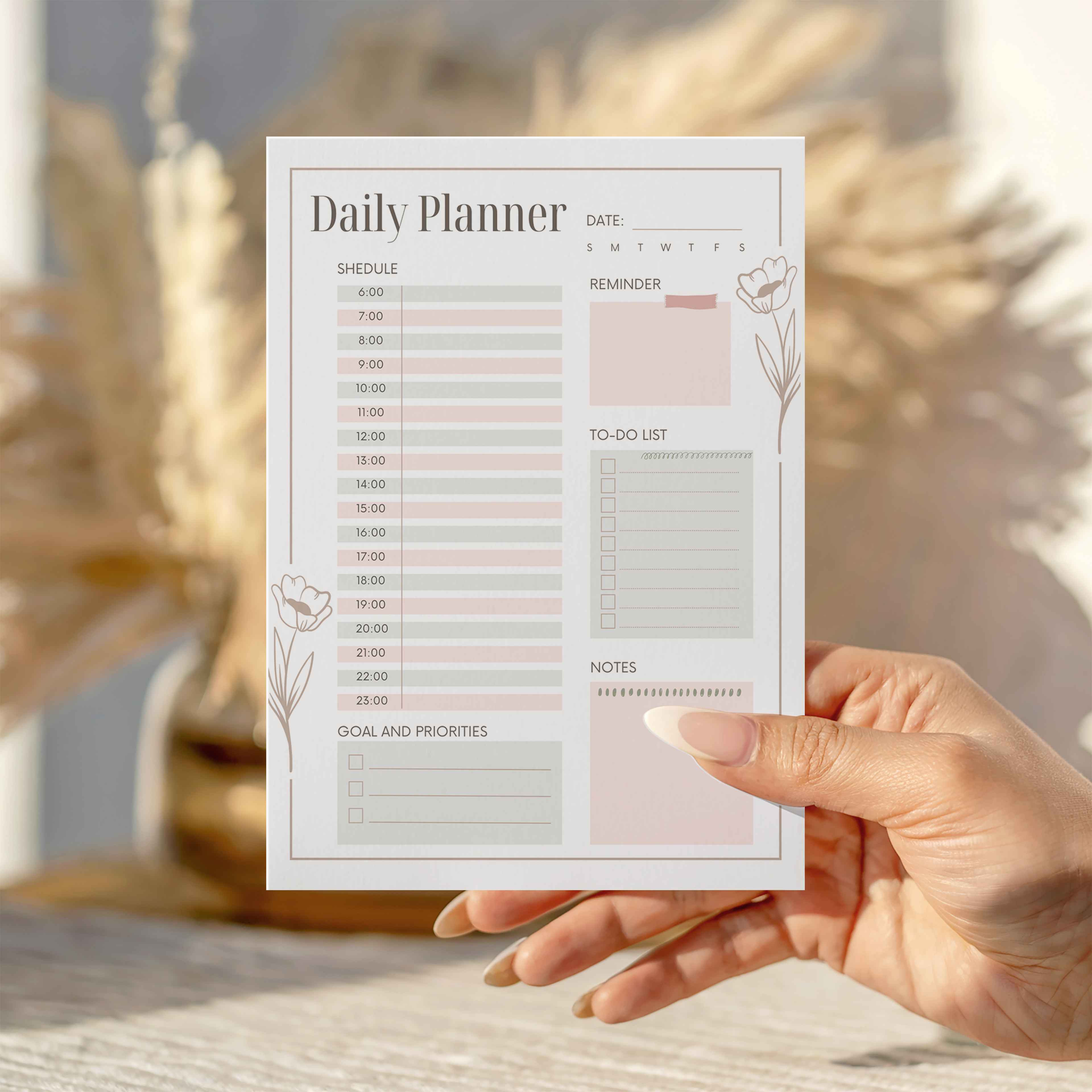 Daily Planner Flower Notepad