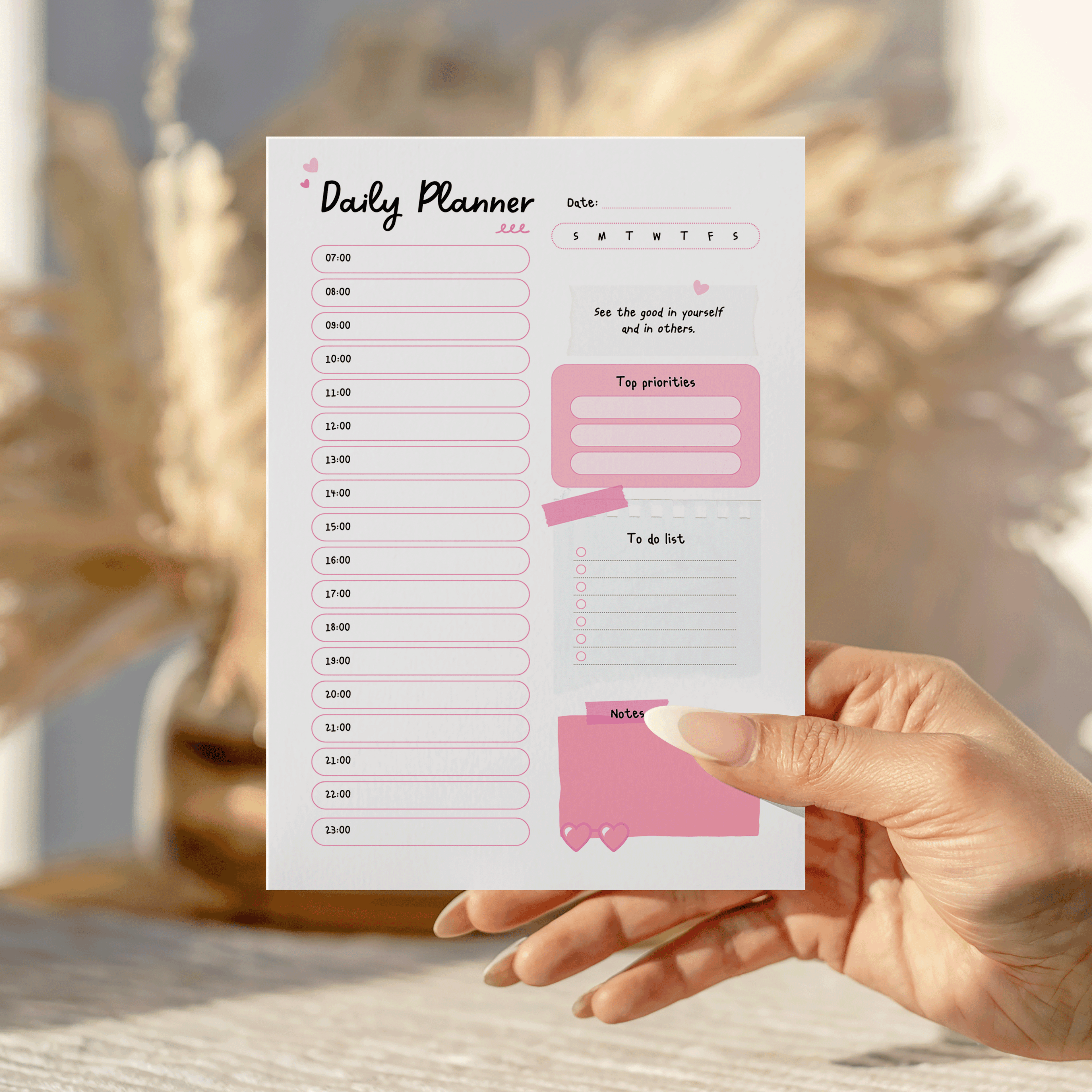 Daily Planner Pink Notepad