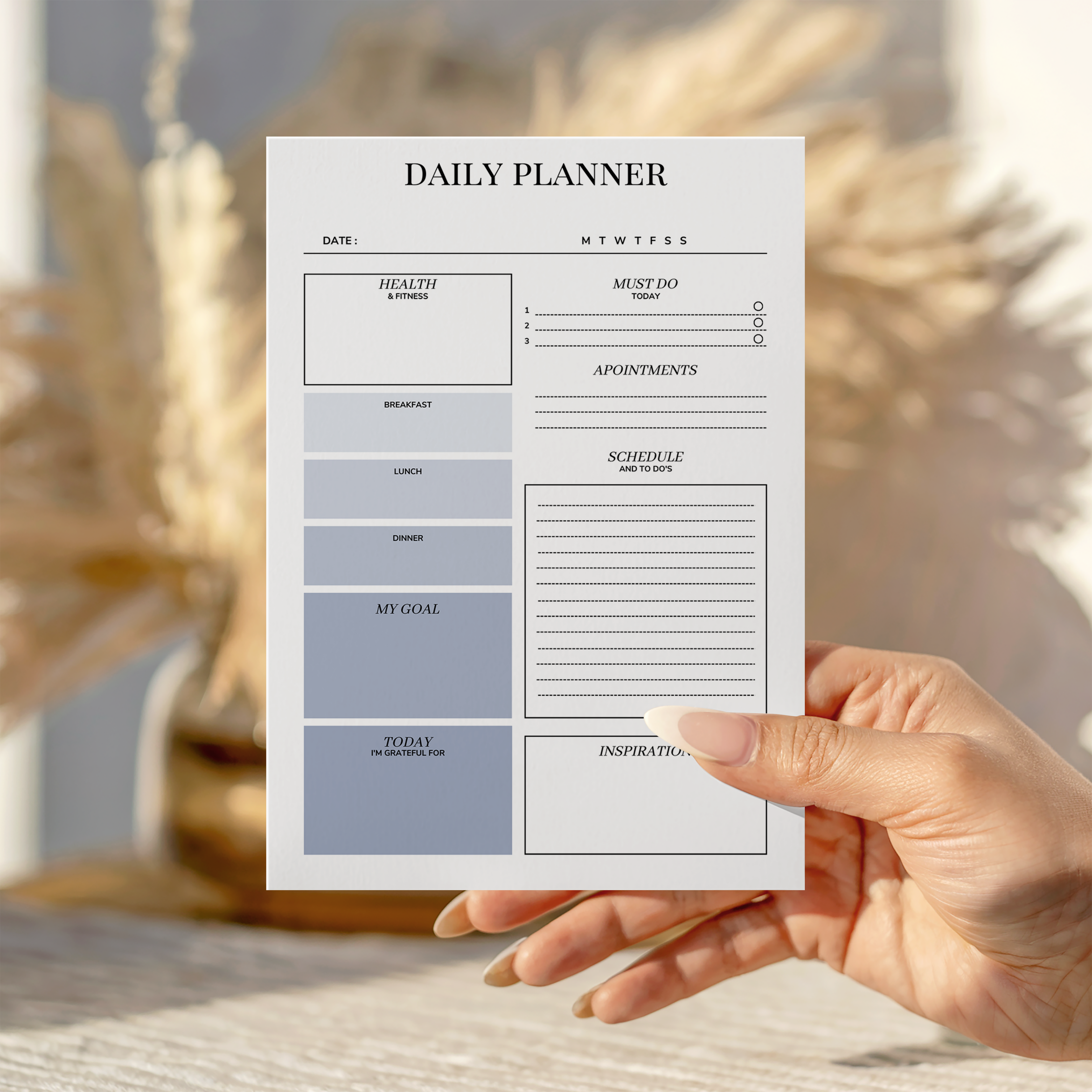 Daily Planner Organisation notepad Blue