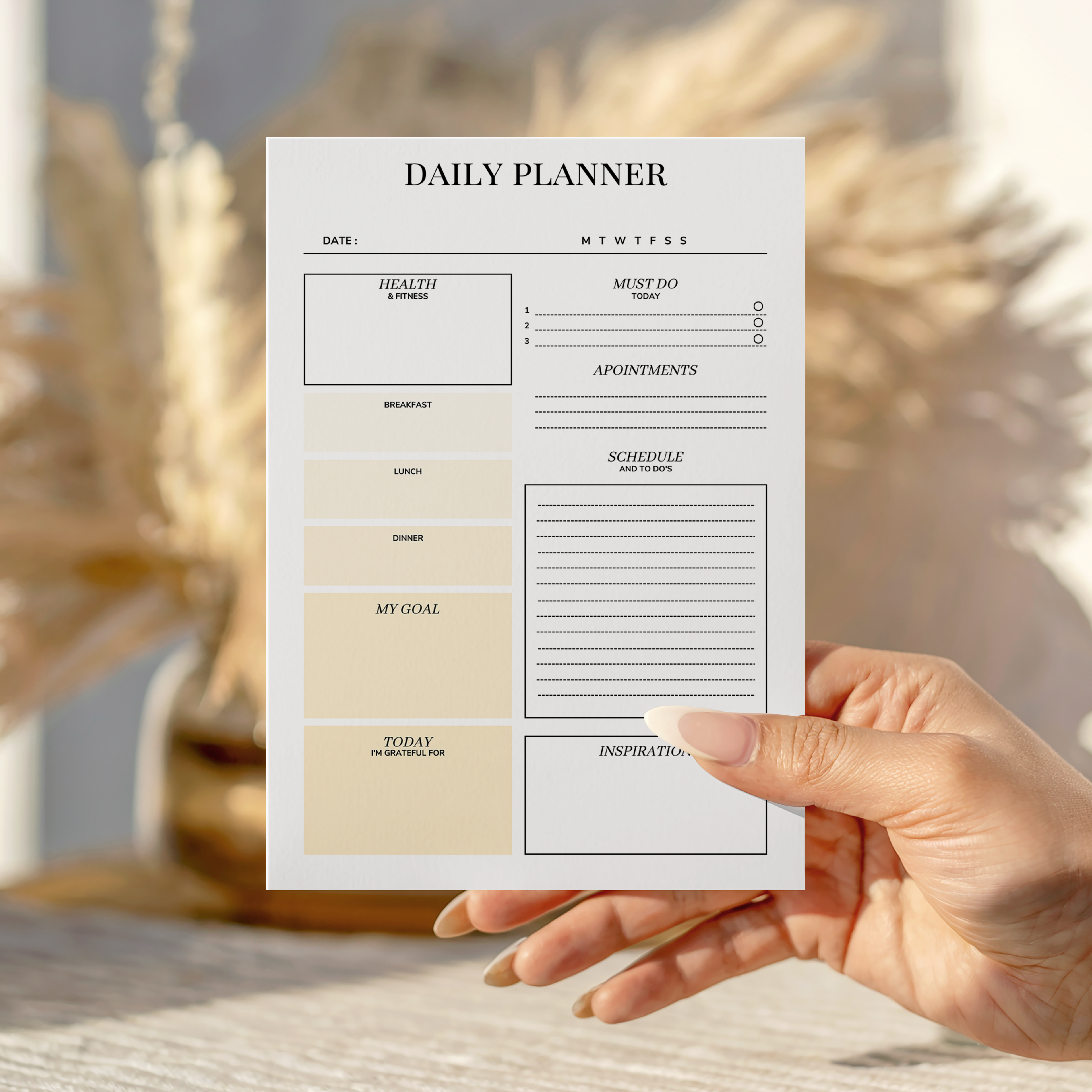 Daily Planner Organisation notepad Yellow