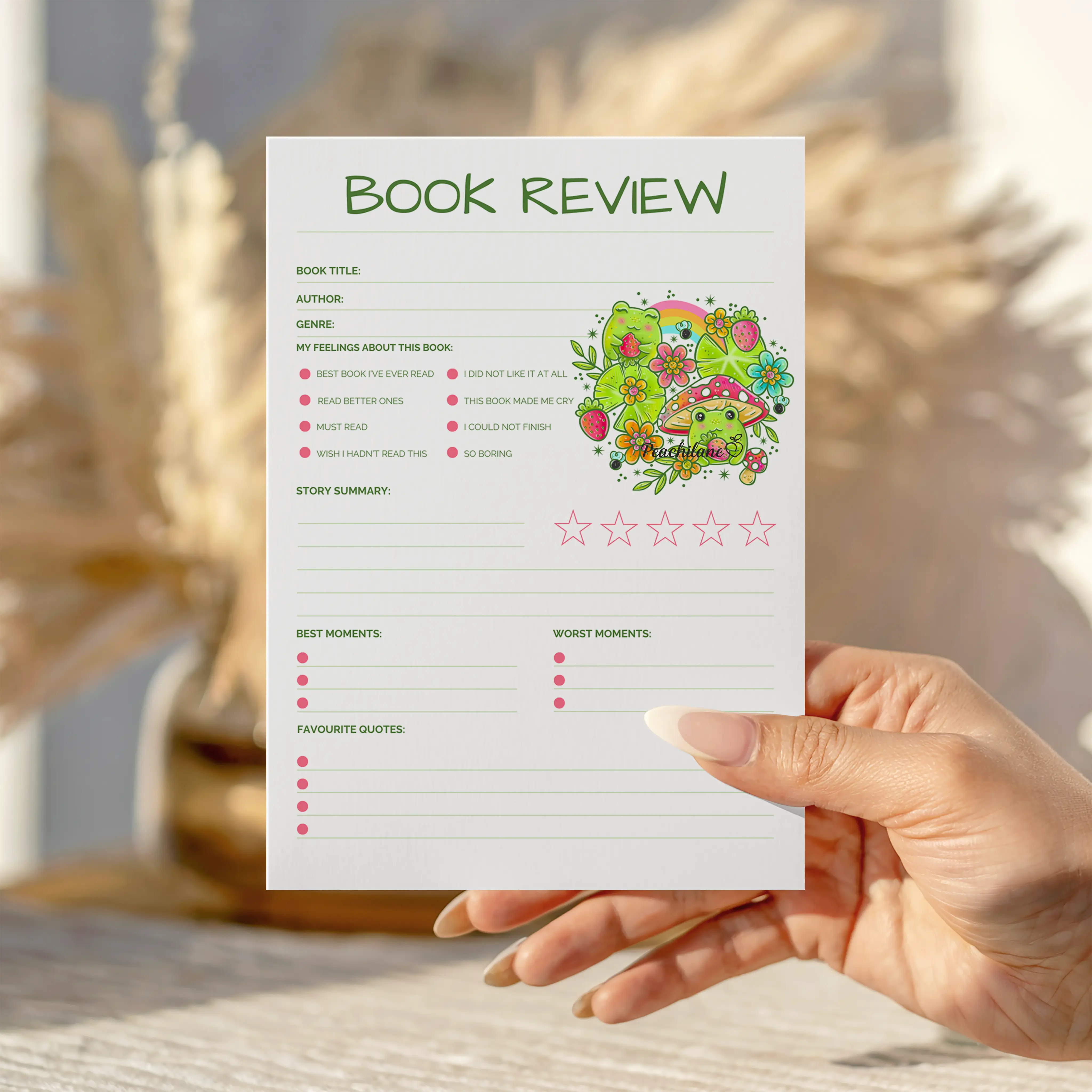 Strawberry Frog Book Review Notepad – Peachi Lane