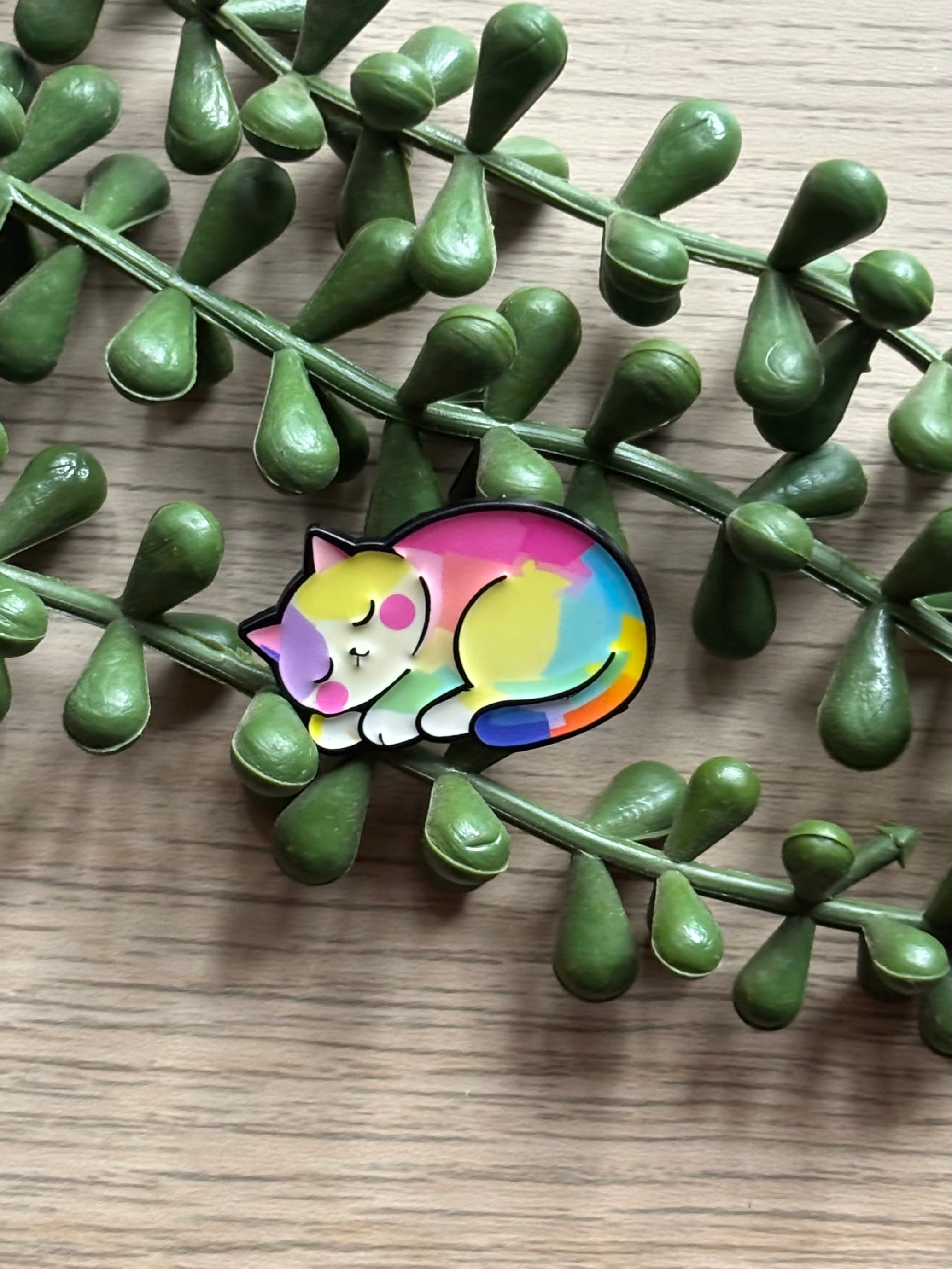 Sleeping rainbow cat Pin