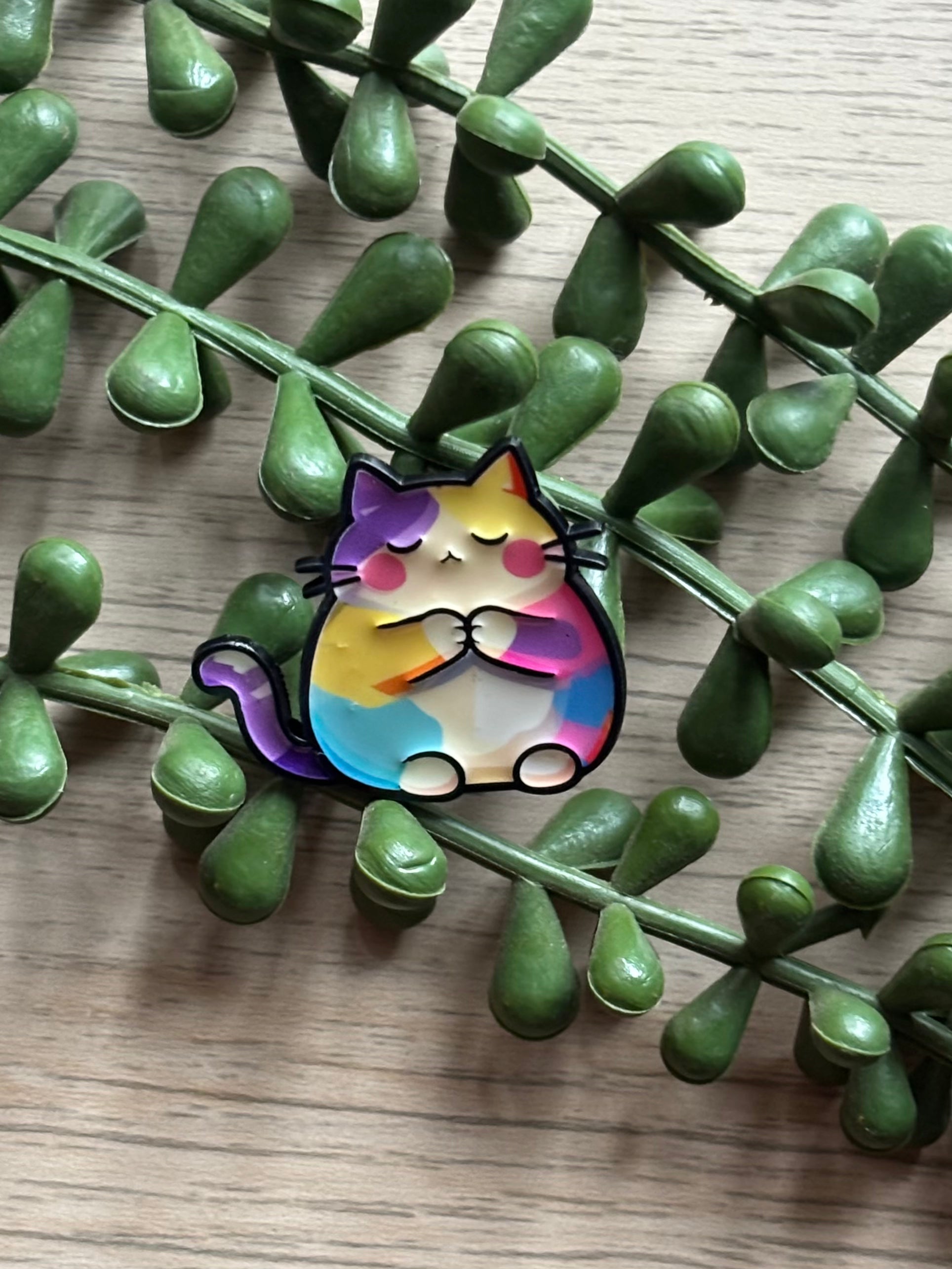 Sitting rainbow cat Pin