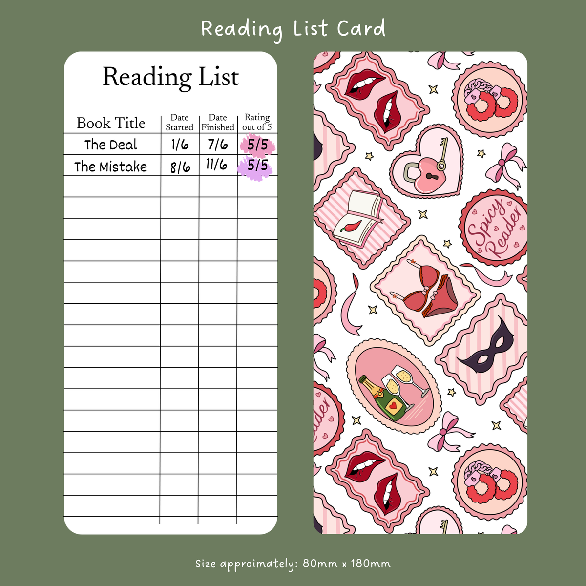 Spicy Reader Stamps - Reading List