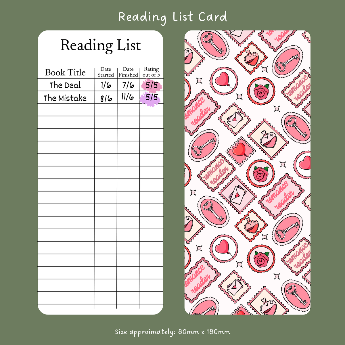 Romance Reader Stamps - Reading List