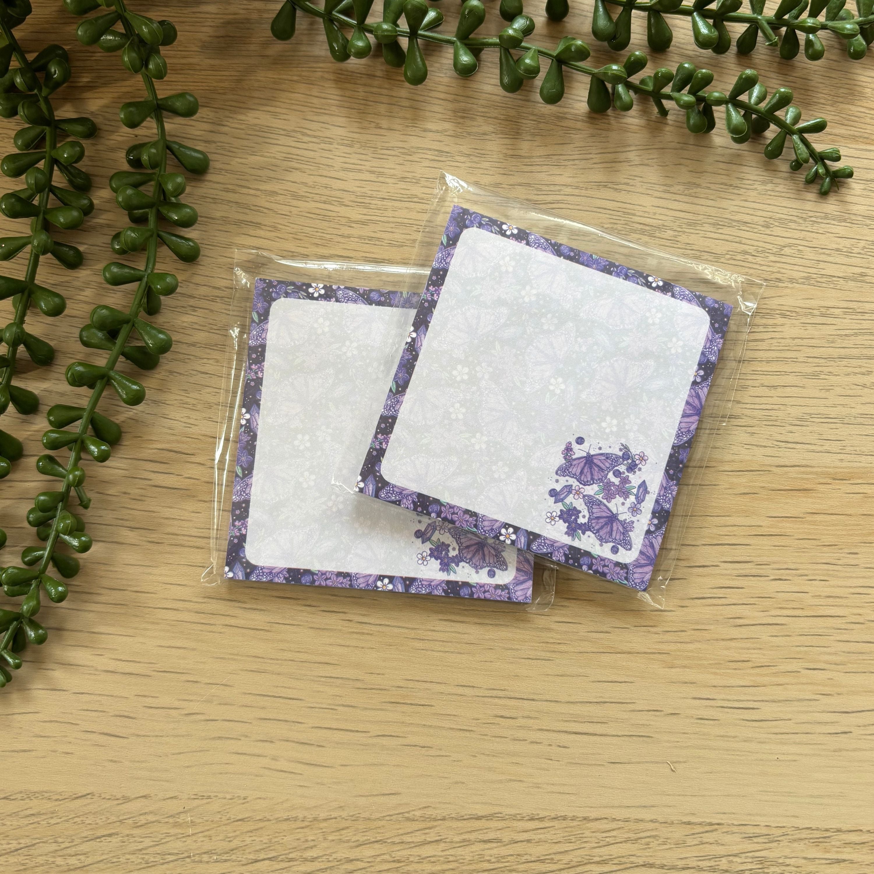 Purple Butterflies "Stick-ish" Notepad - Peachi Lane