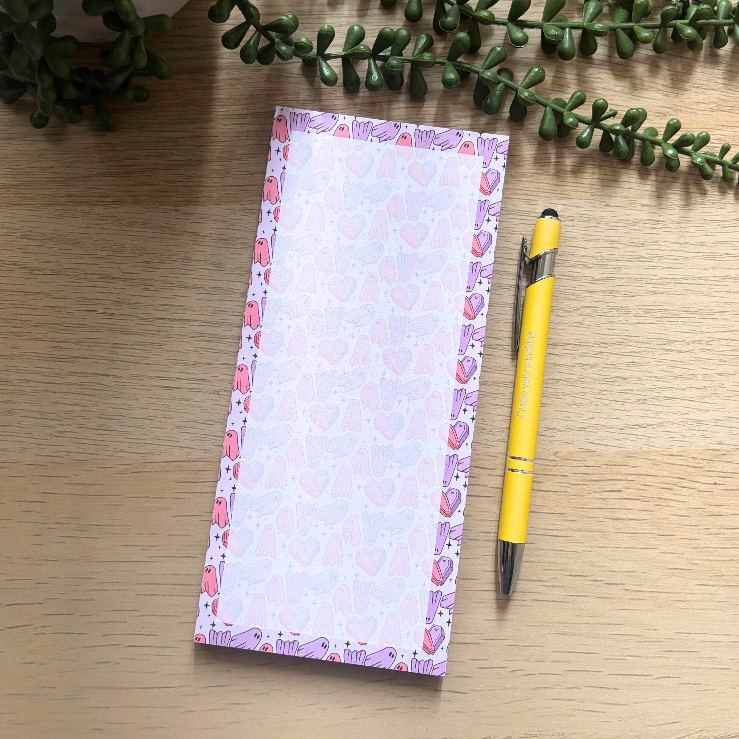 Pink/purple Ghosts Notepad (various sizes)