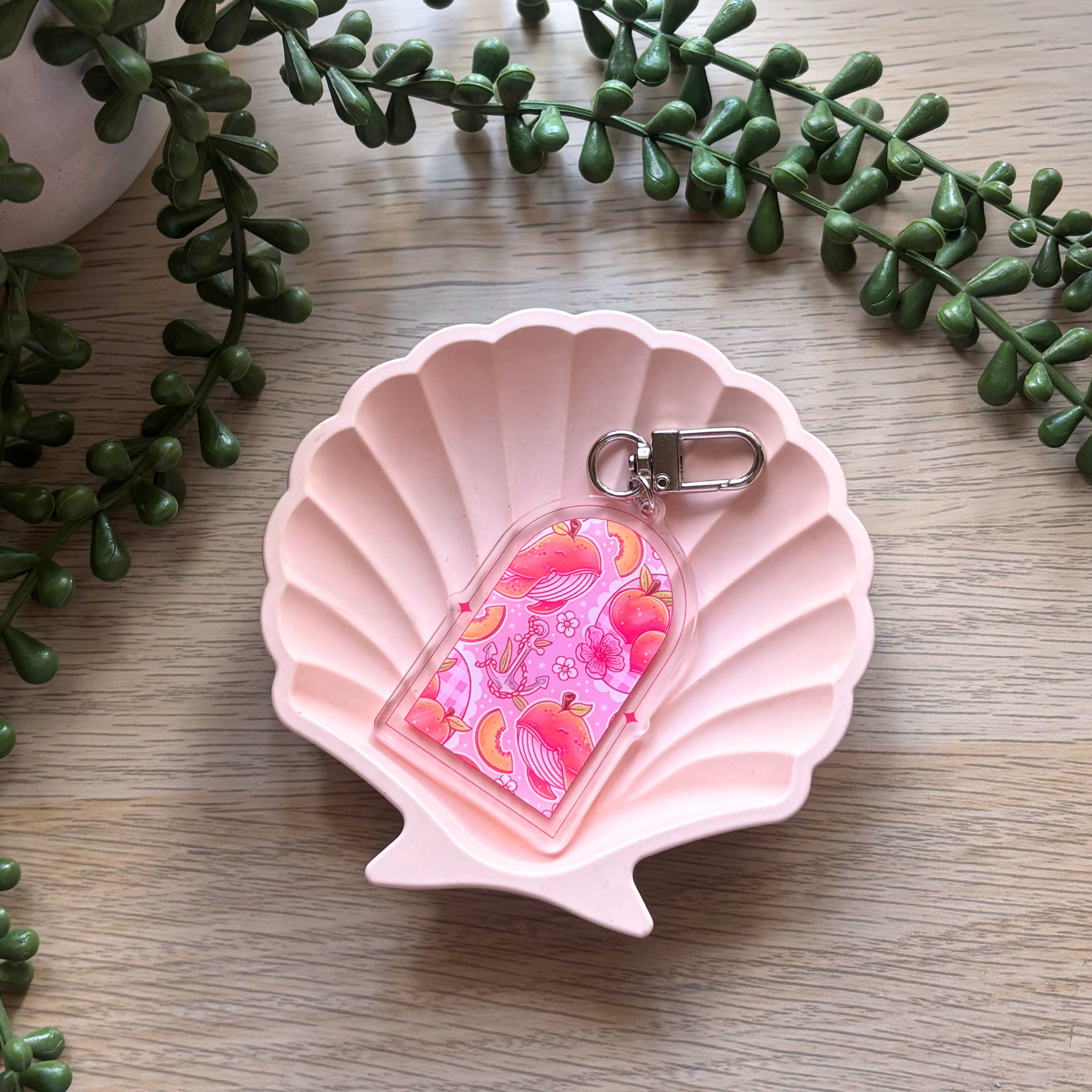 Peach Whale Keyring