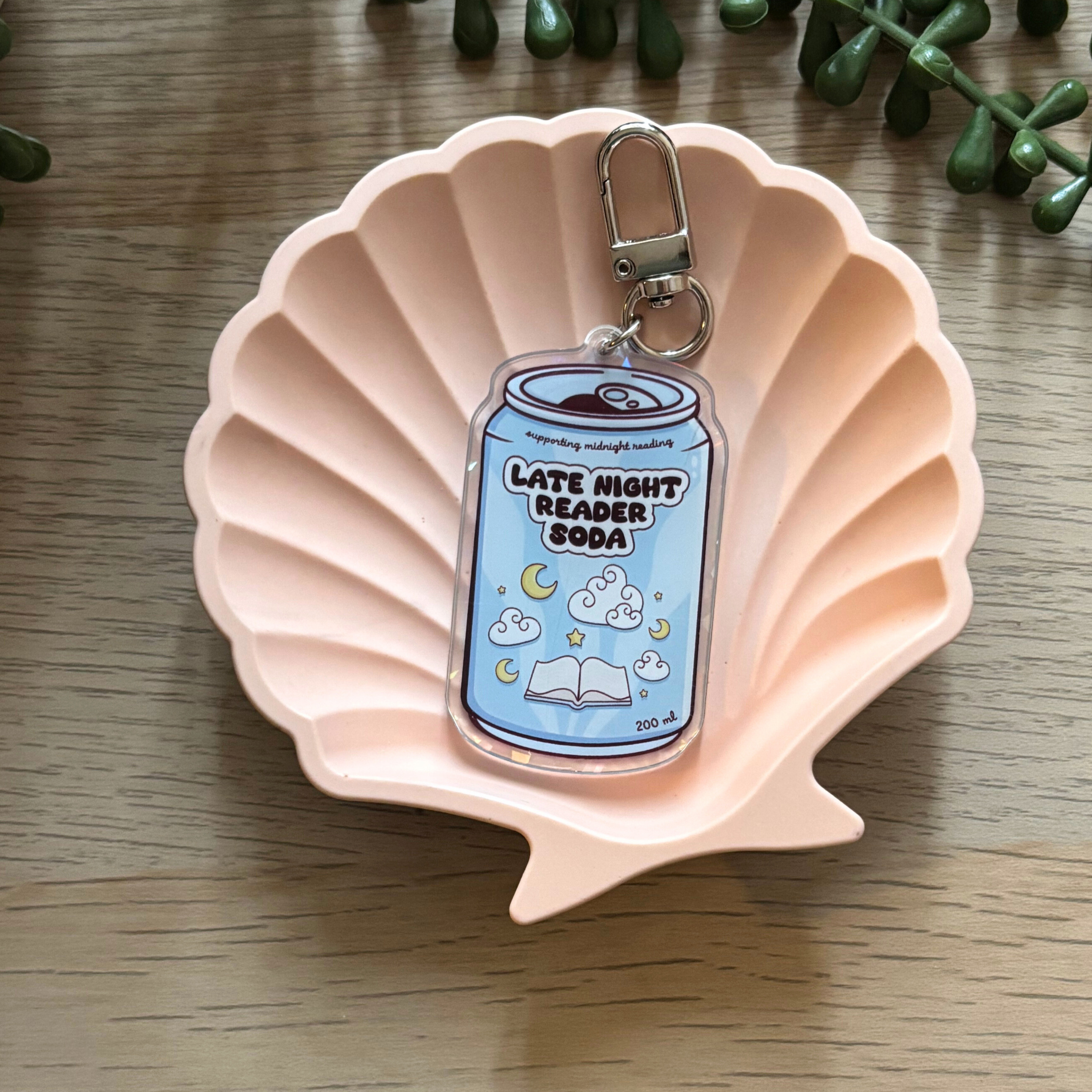 Late Night Reader Soda Keyring