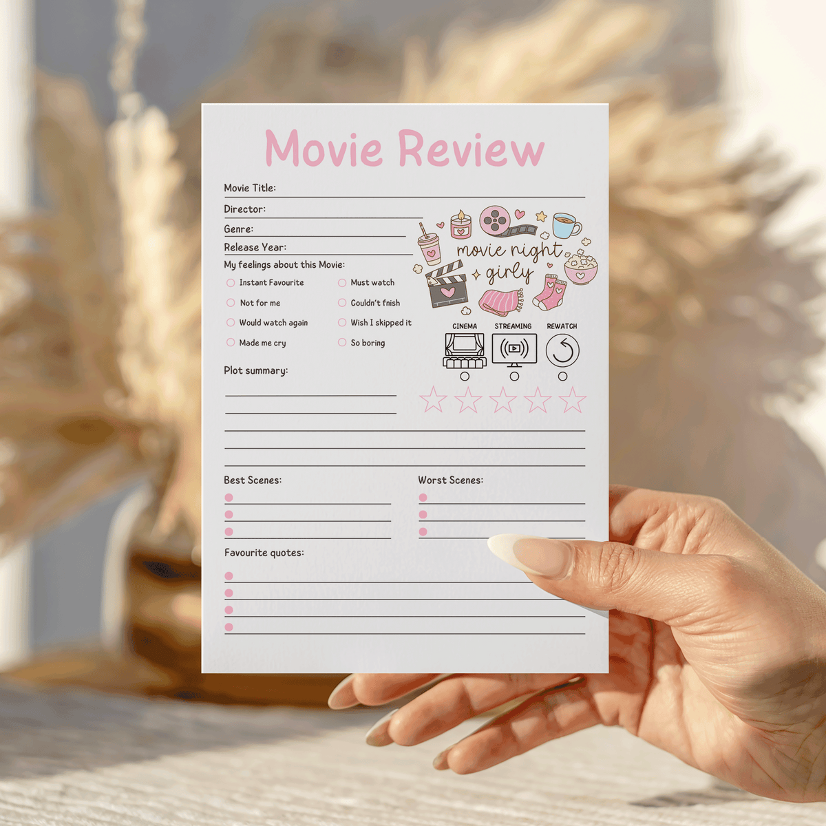 Movie night girlie Movie Review Notepad