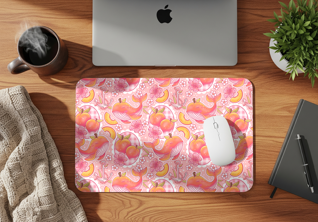 Peach Whale Desk Mat - PRE ORDER