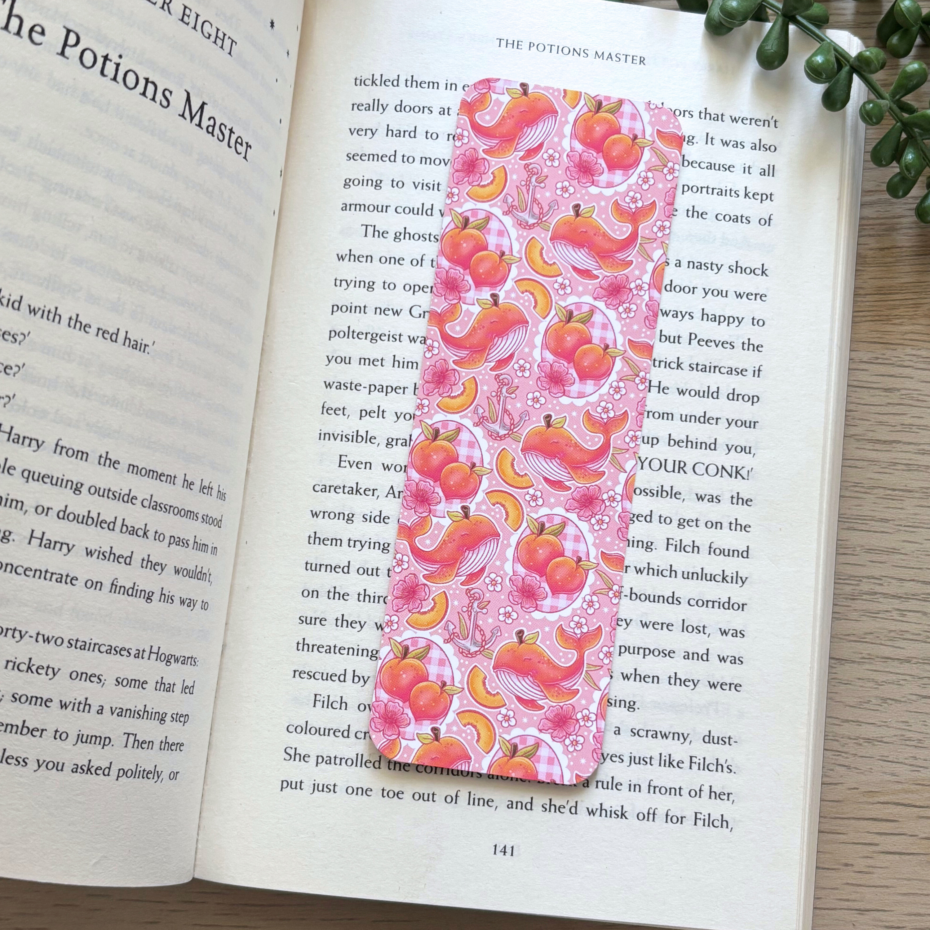 Peach Whale Traditional Bookmark