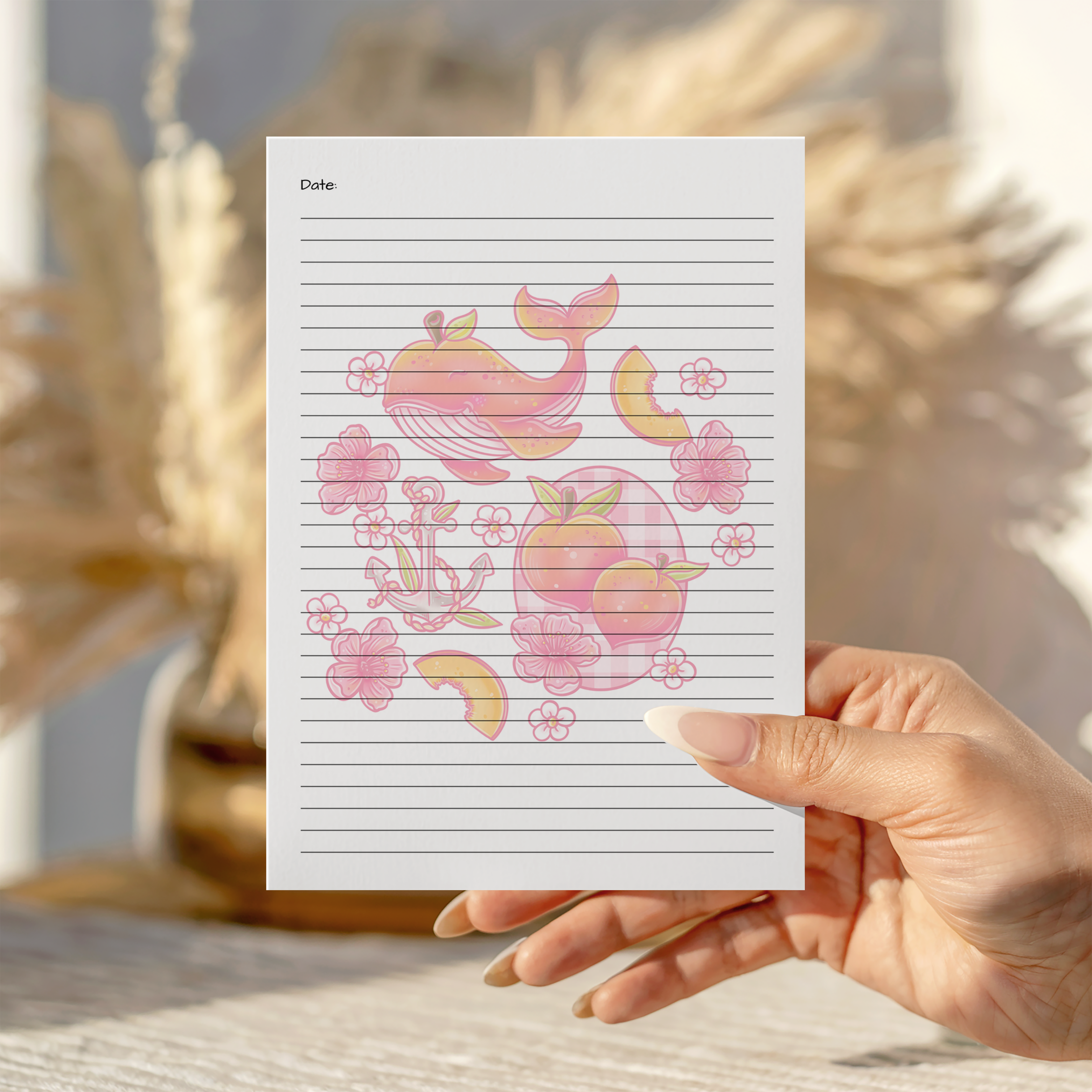 Peach Whale Notepad A5
