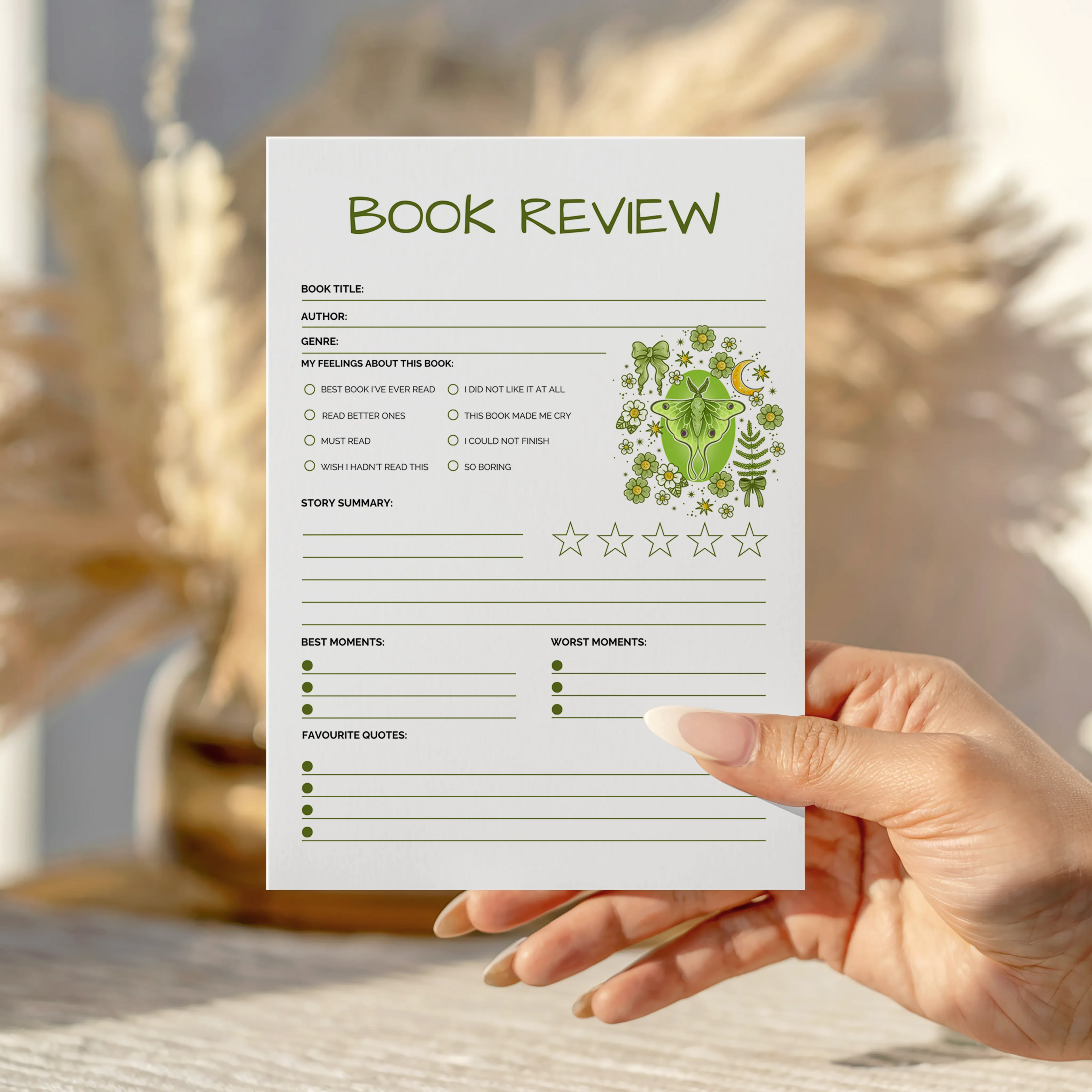 Sage Moth Book Review Notepad
