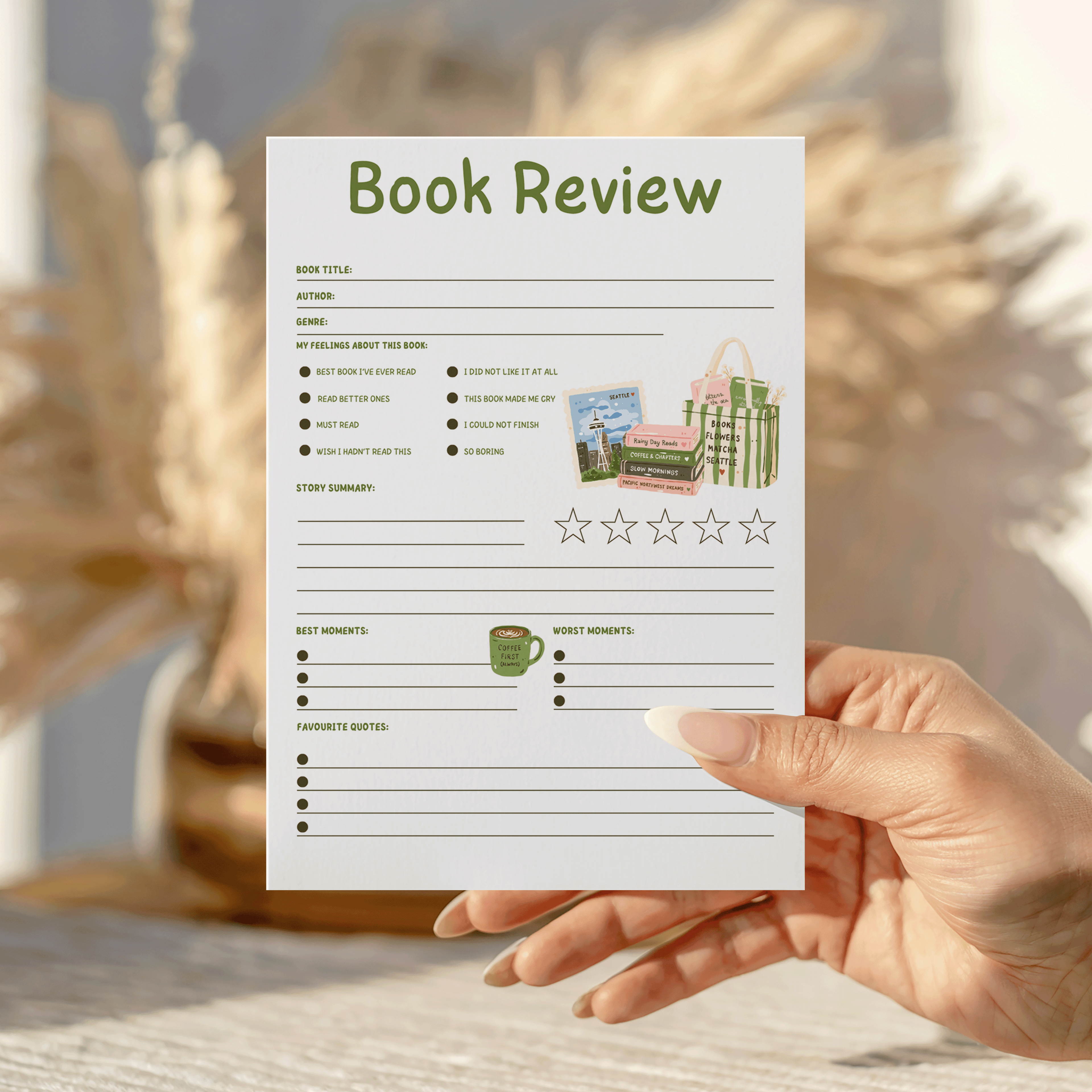 Seattle Girlie Book Review Notepad