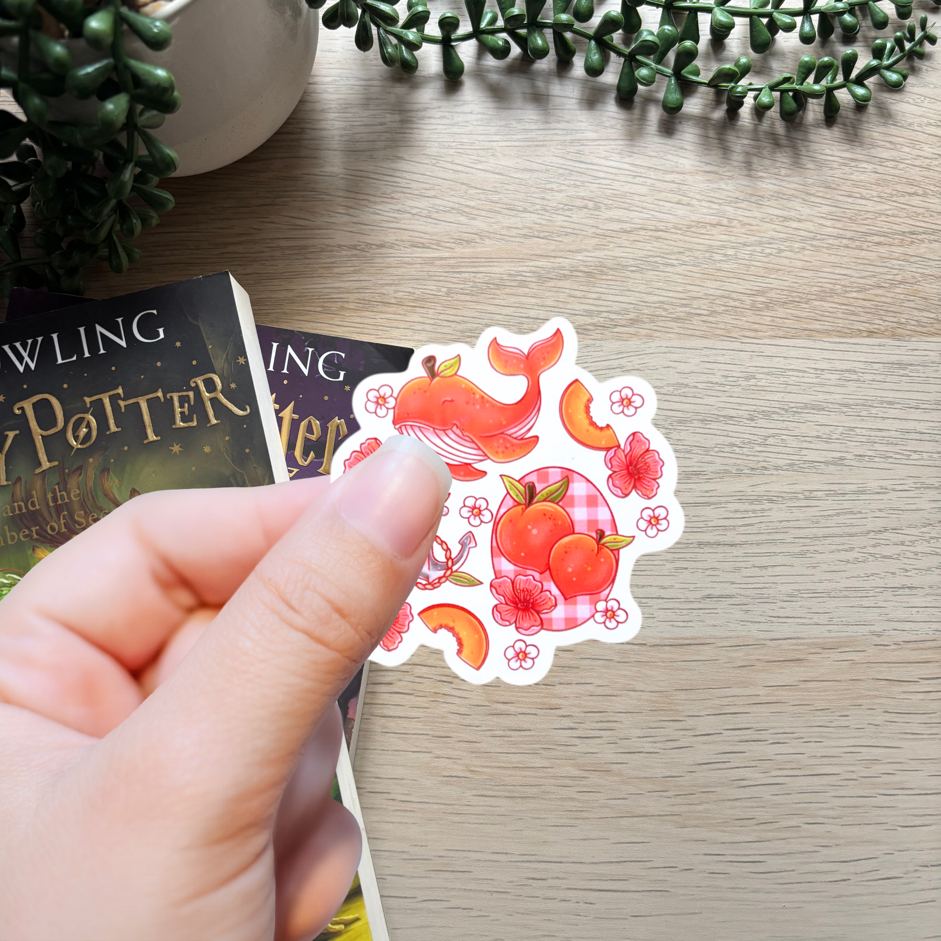 Peach Whale Sticker