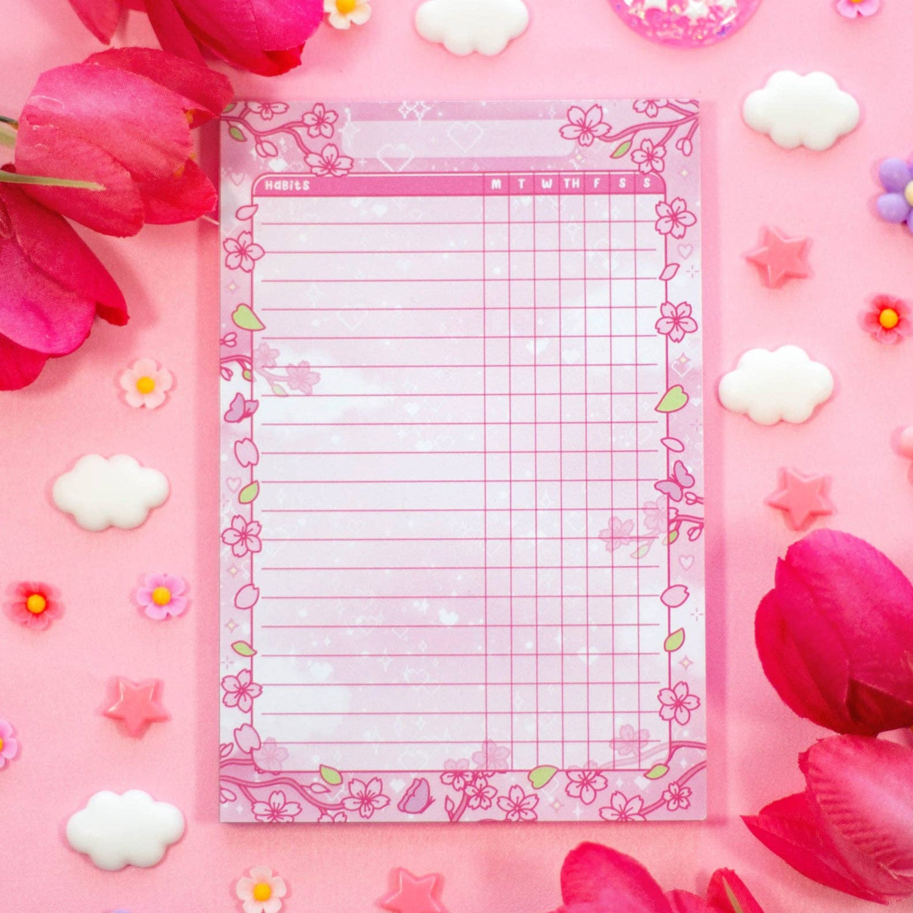 Sakura Habit Tracker Notepad - Peachi Lane