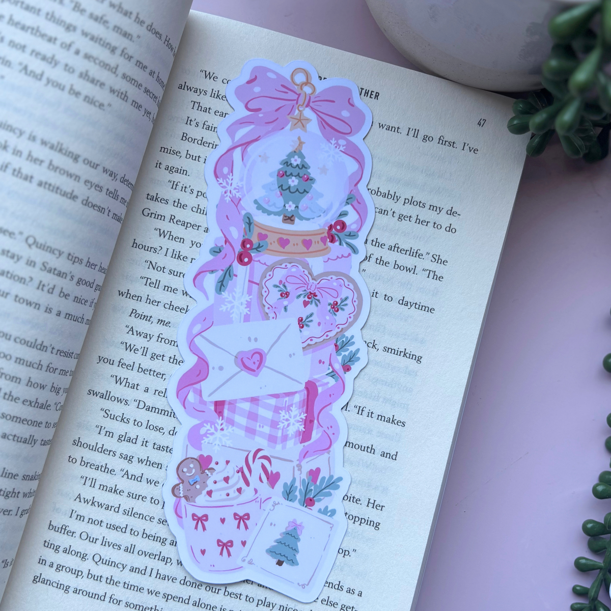 Pink Christmas Deluxe Bookmark