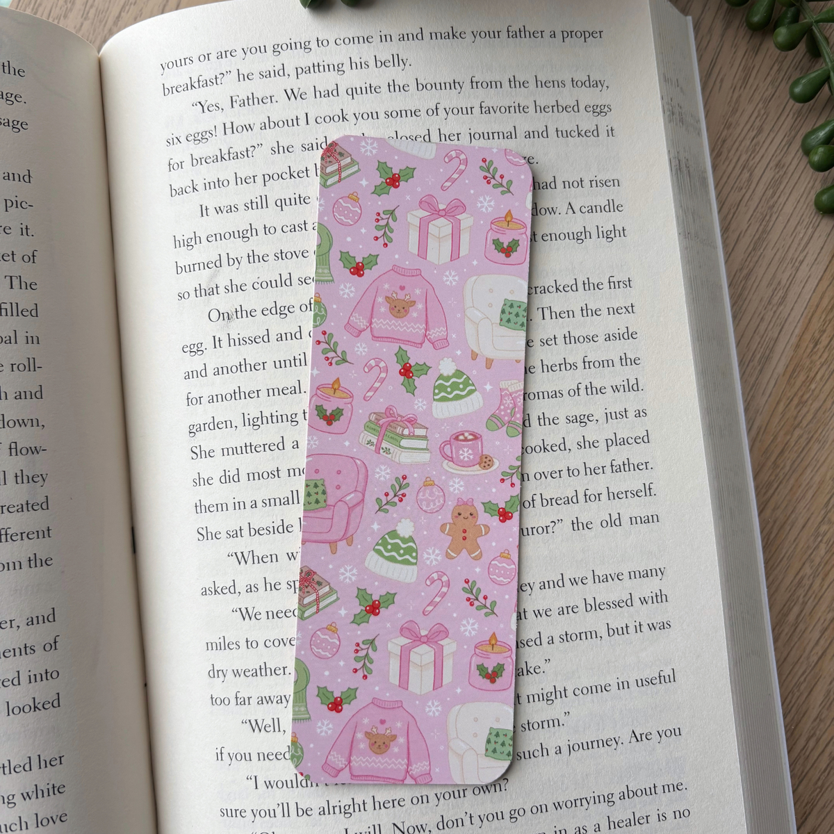 Pink Christmas Traditional Bookmark