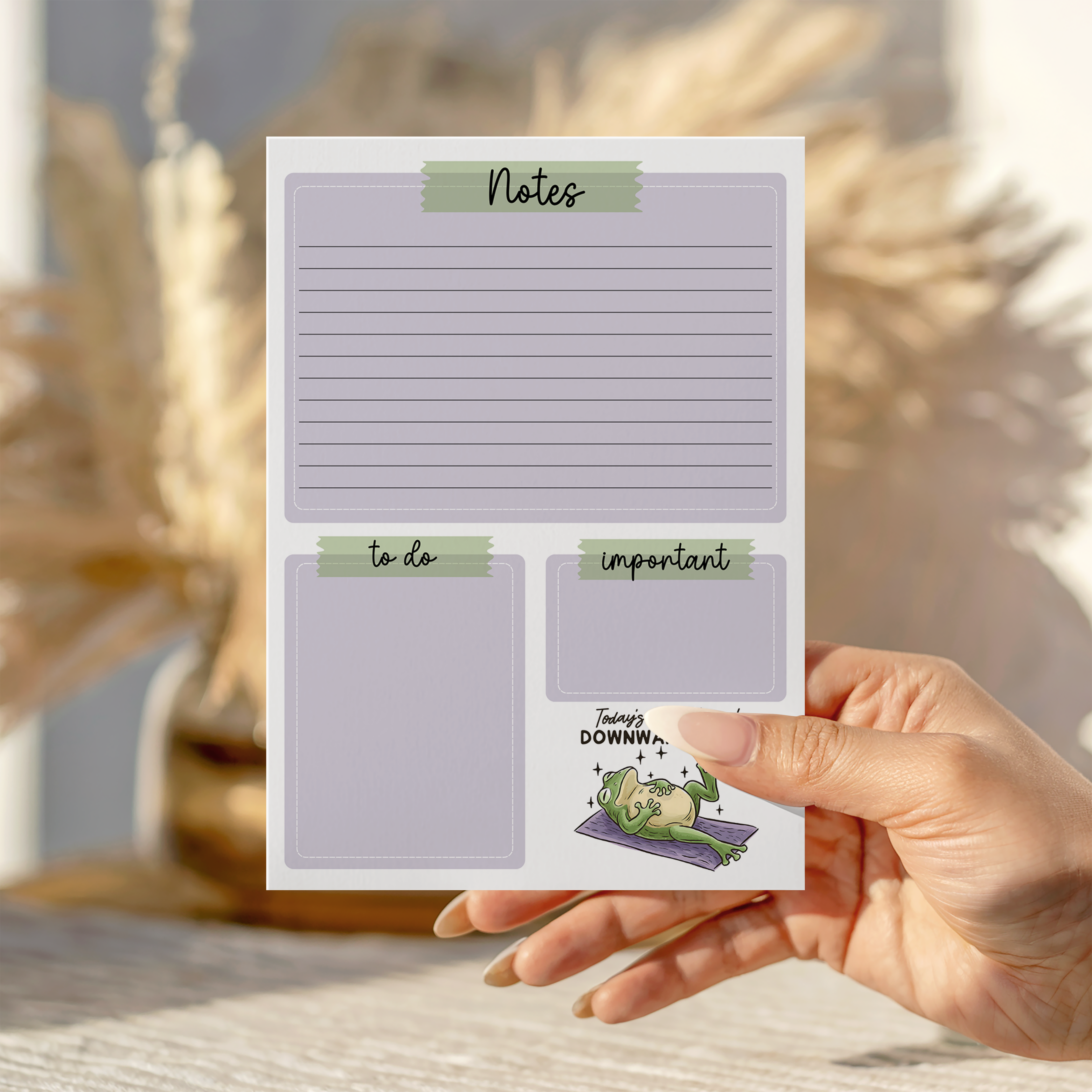 Today's yoga pose is... Downward Spiral To do list Notepad