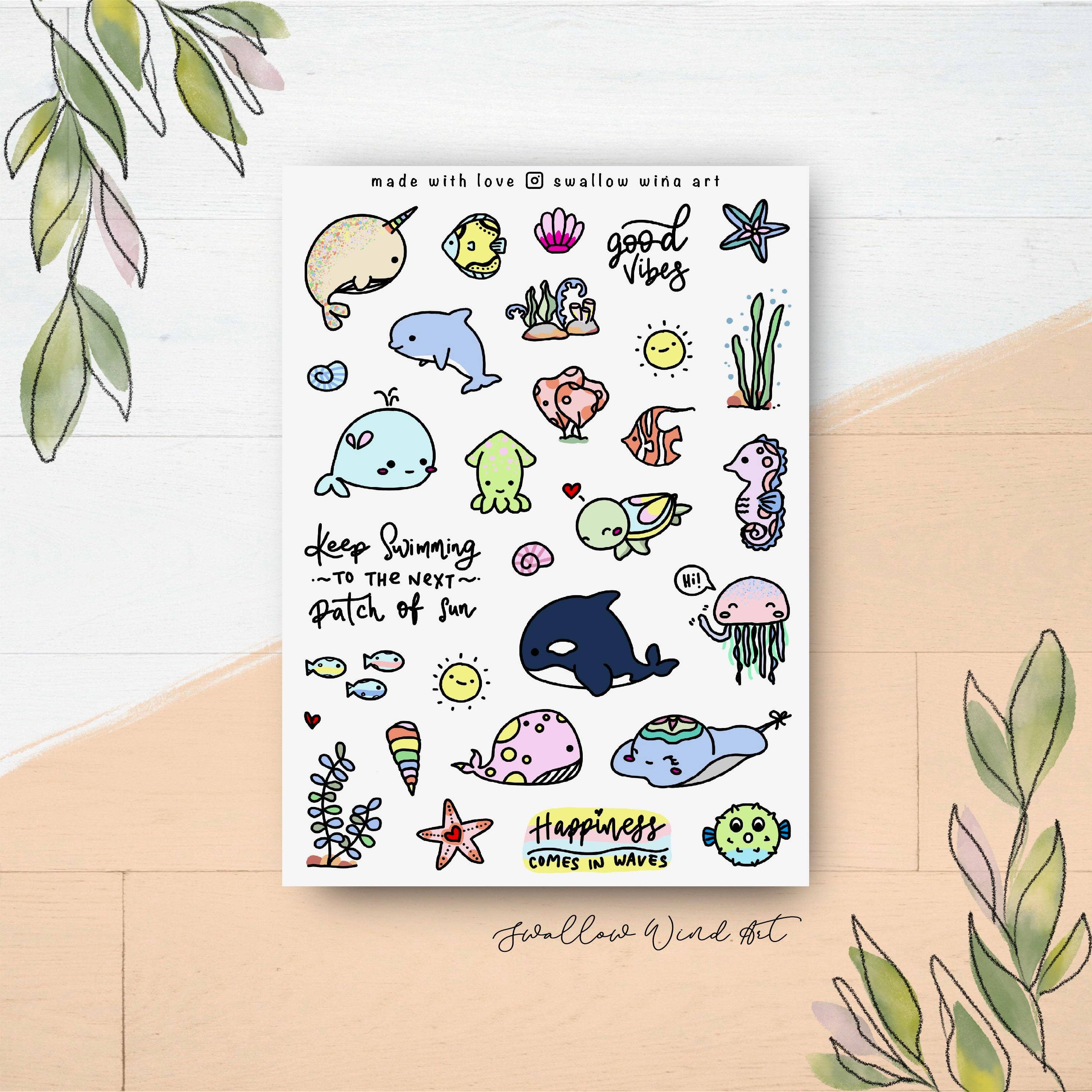 Sticker Sheet - Under The Sea, Ocean Animal Journal Stickers