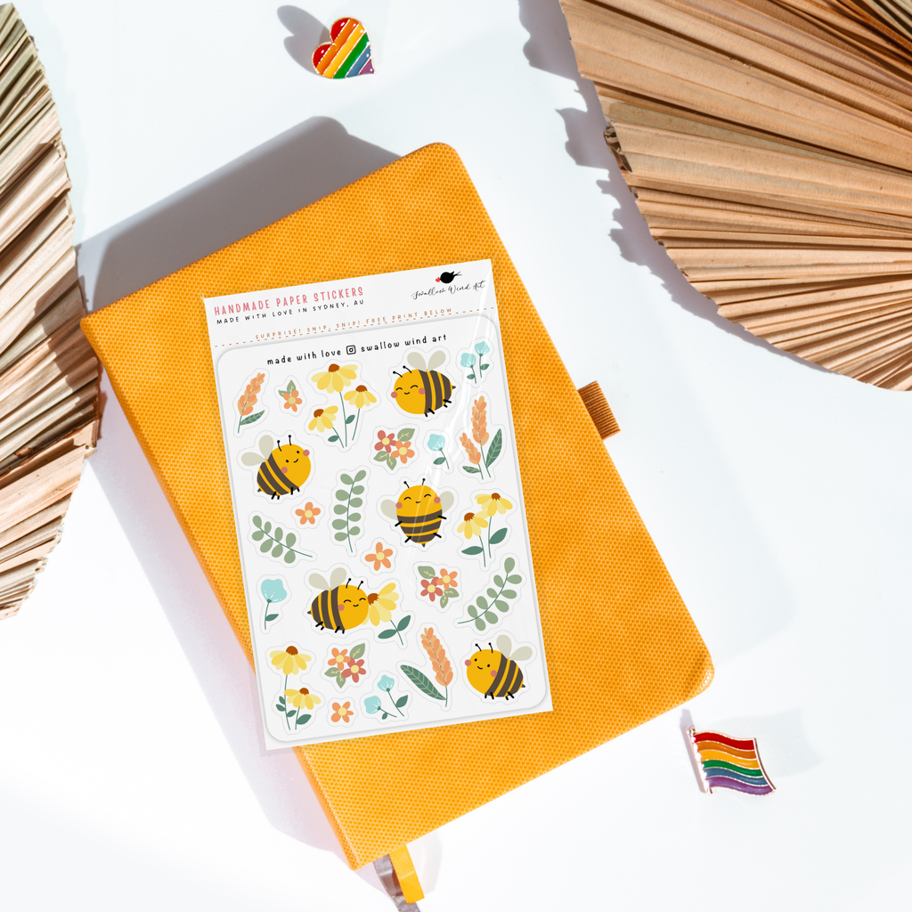 Sticker Sheet - Bees in a Garden