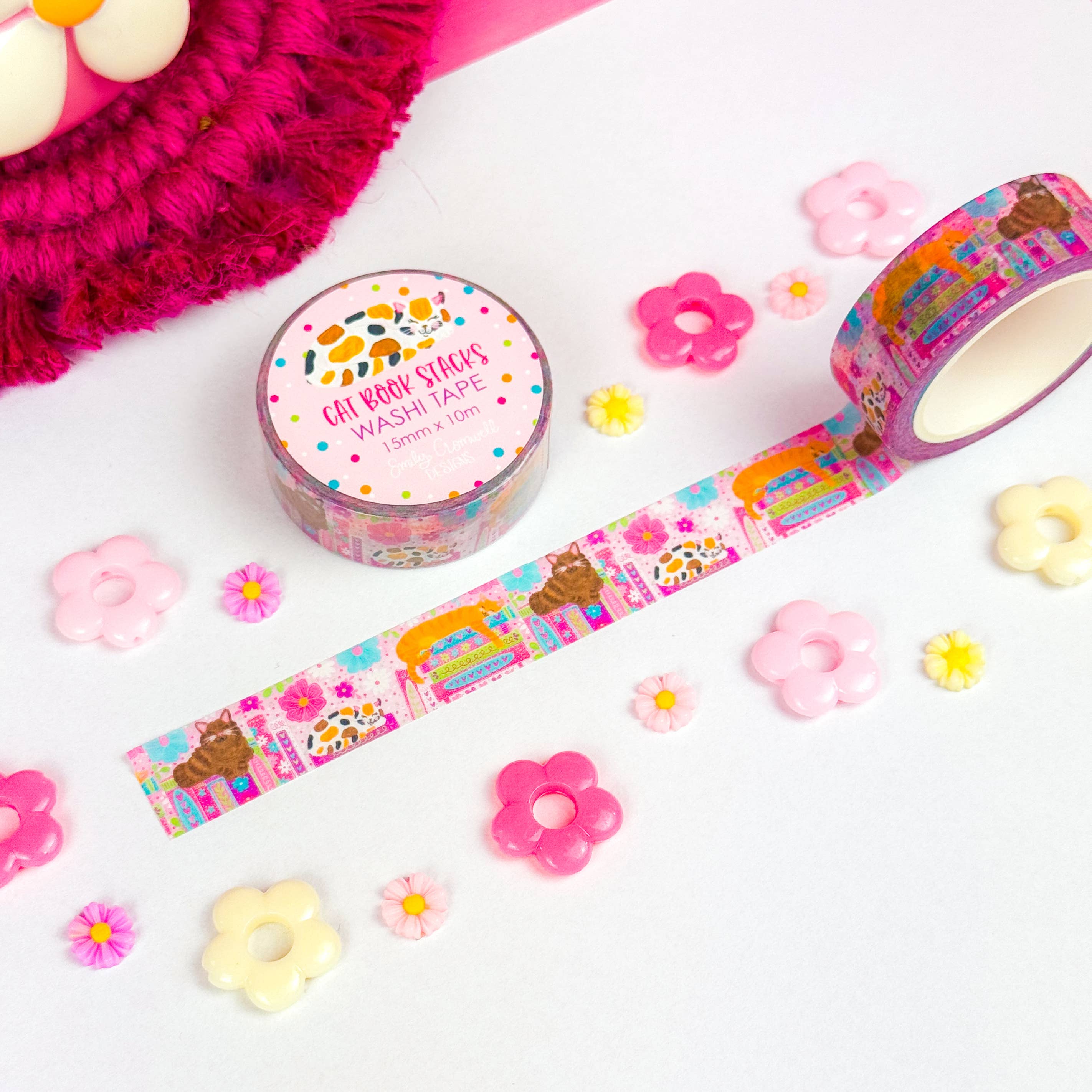 Cat Book Stacks Washi Tape