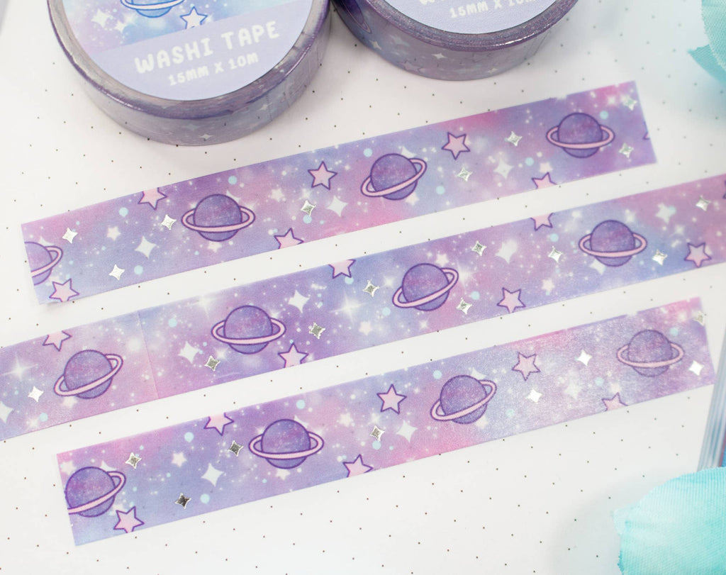 Blue Galaxy Silver Foil Washi Tape
