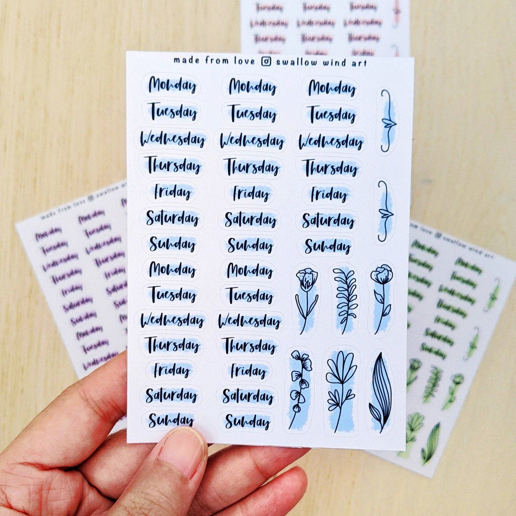 Sticker Sheet - Functional Day of the Week Script Stickers